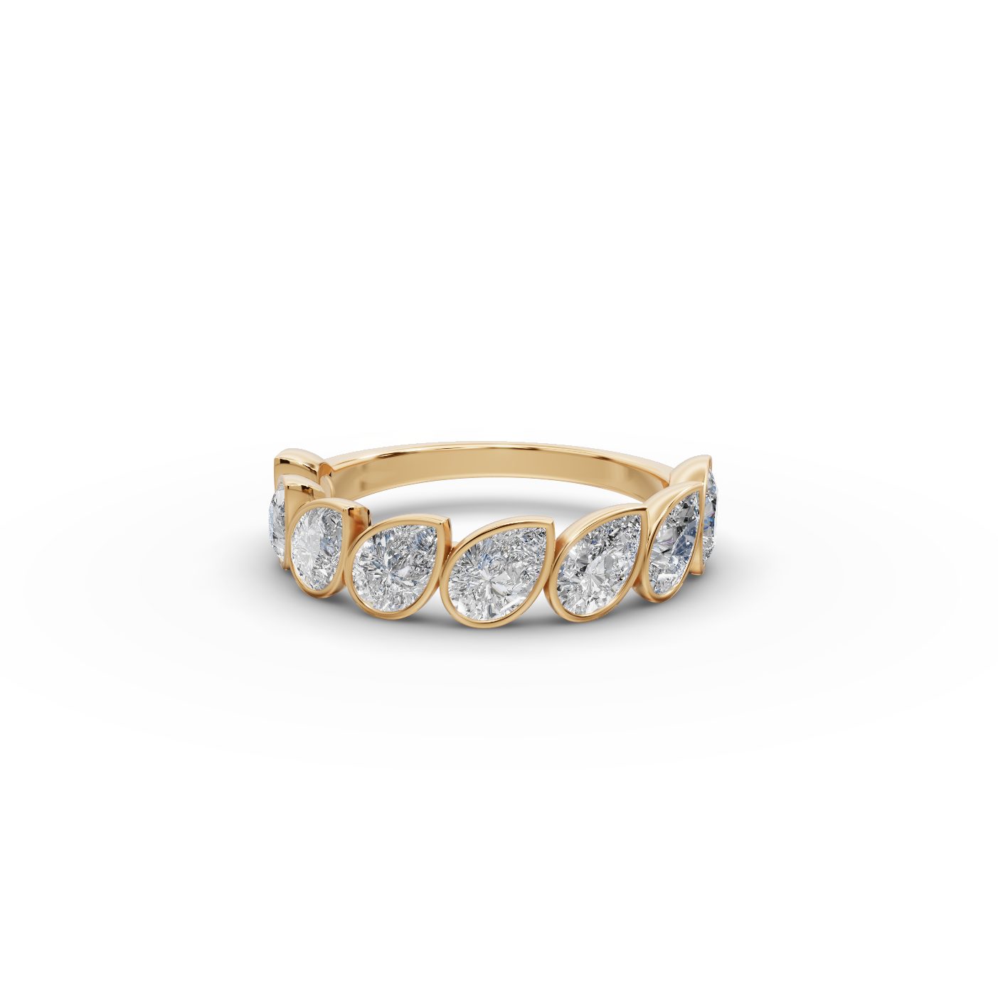 Pristine Line Pear Lab-Grown Diamond Bands Ring in yellow gold, set with lab-grown diamonds