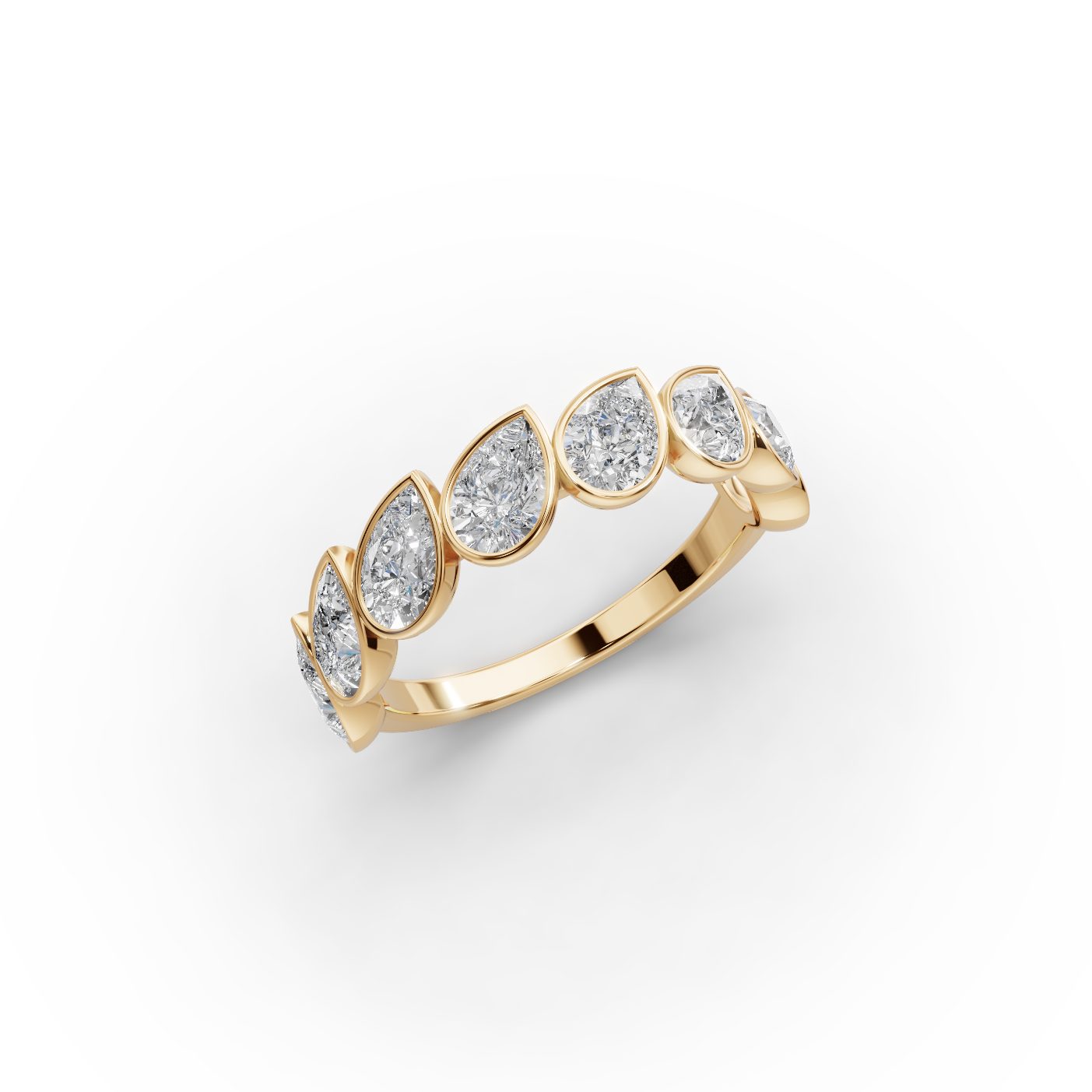 Pristine Line Pear Lab-Grown Diamond Bands Ring in yellow gold