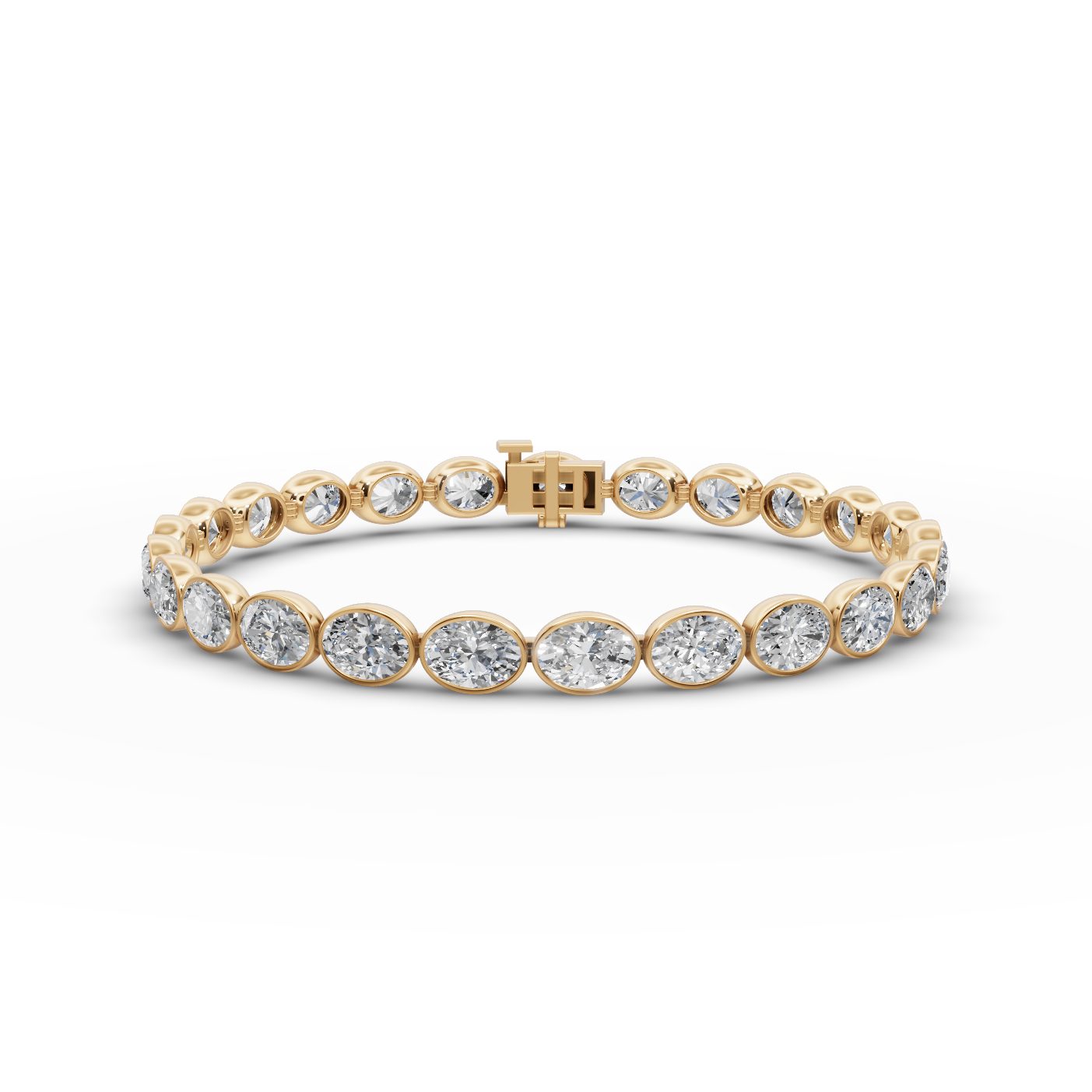 Royal Signature Oval Lab-Grown Diamond Tennis Bracelet in yellow gold, set with lab-grown diamonds