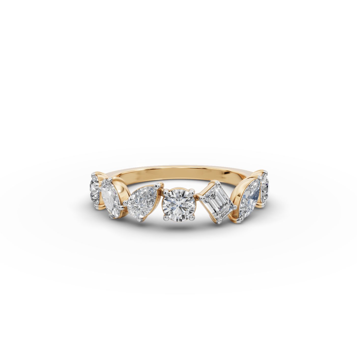 Serene Whisper Round Lab-Grown Diamond Five Stone Ring in yellow gold, set with lab-grown diamonds