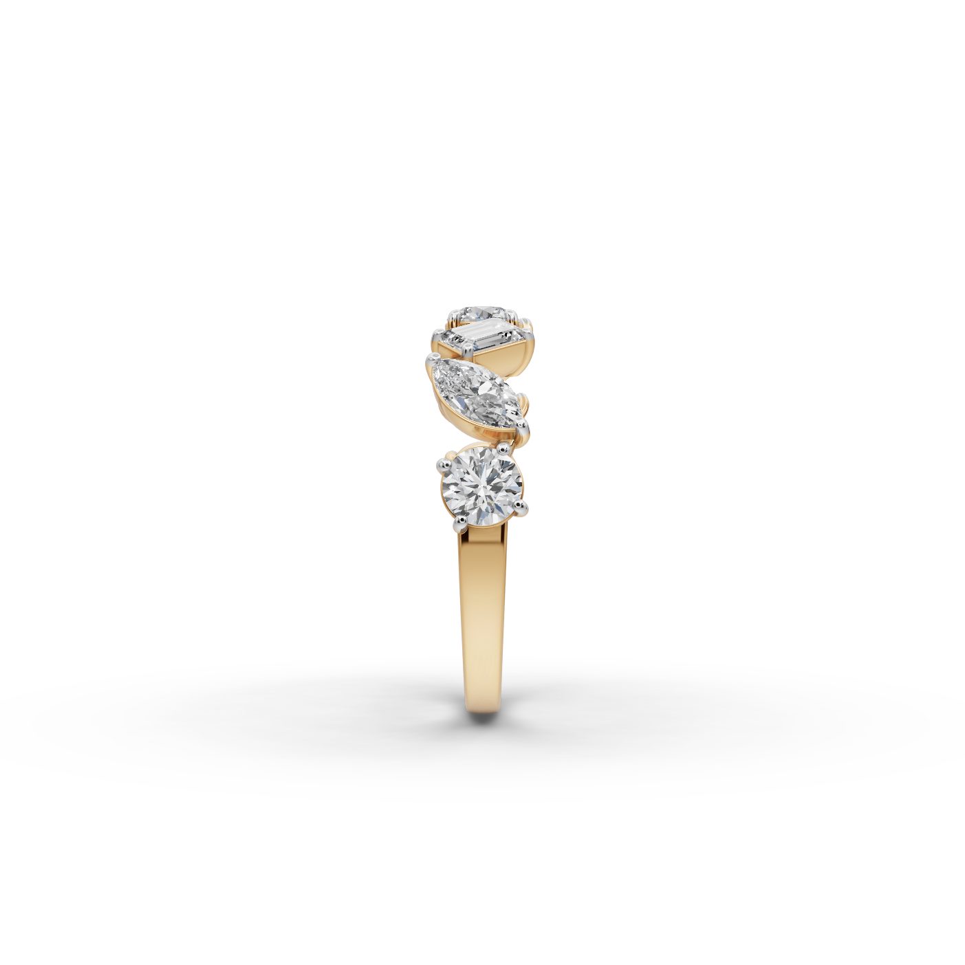 Serene Whisper Round Lab-Grown Diamond Five Stone Ring in yellow gold