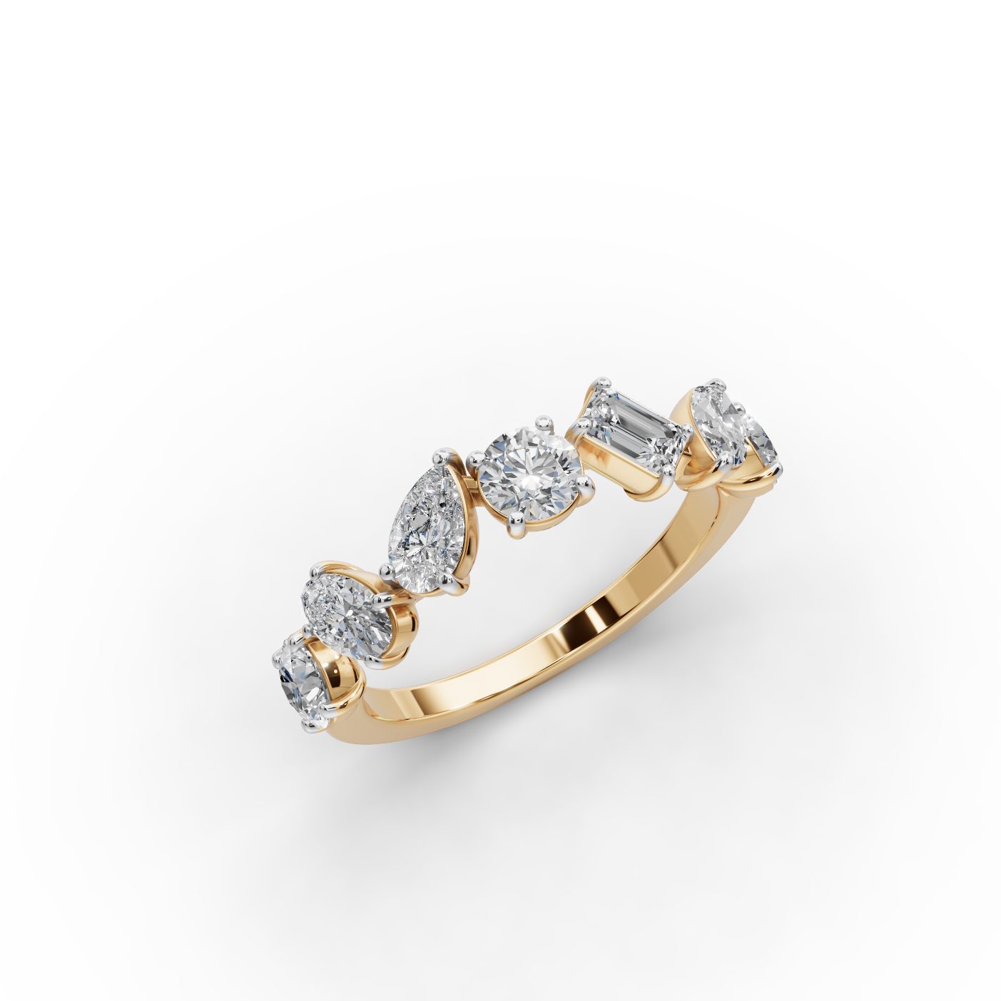 Serene Whisper Round Lab-Grown Diamond Five Stone Ring in yellow gold