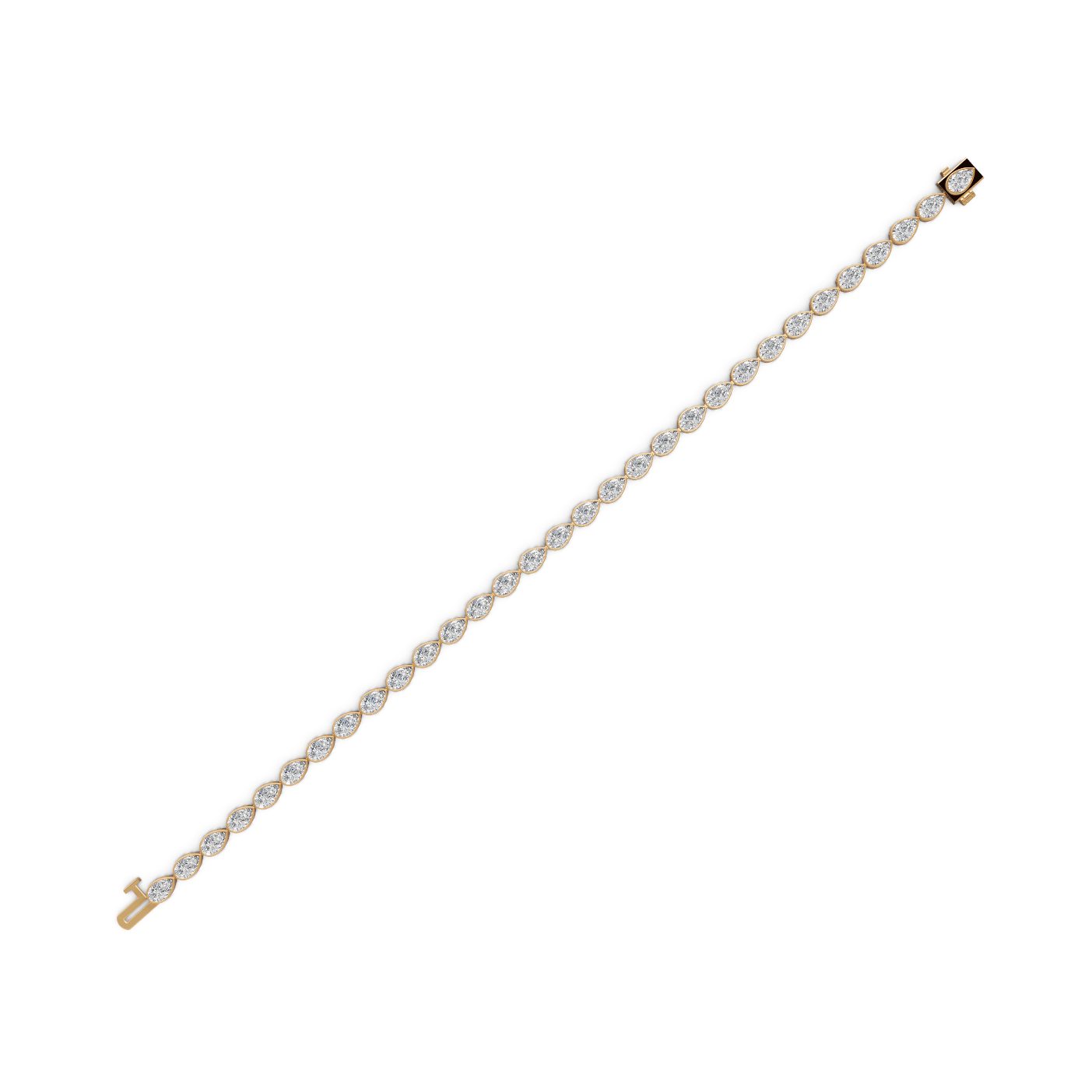 Radiant Grace Pear Lab-Grown Diamond Tennis Bracelet in yellow gold
