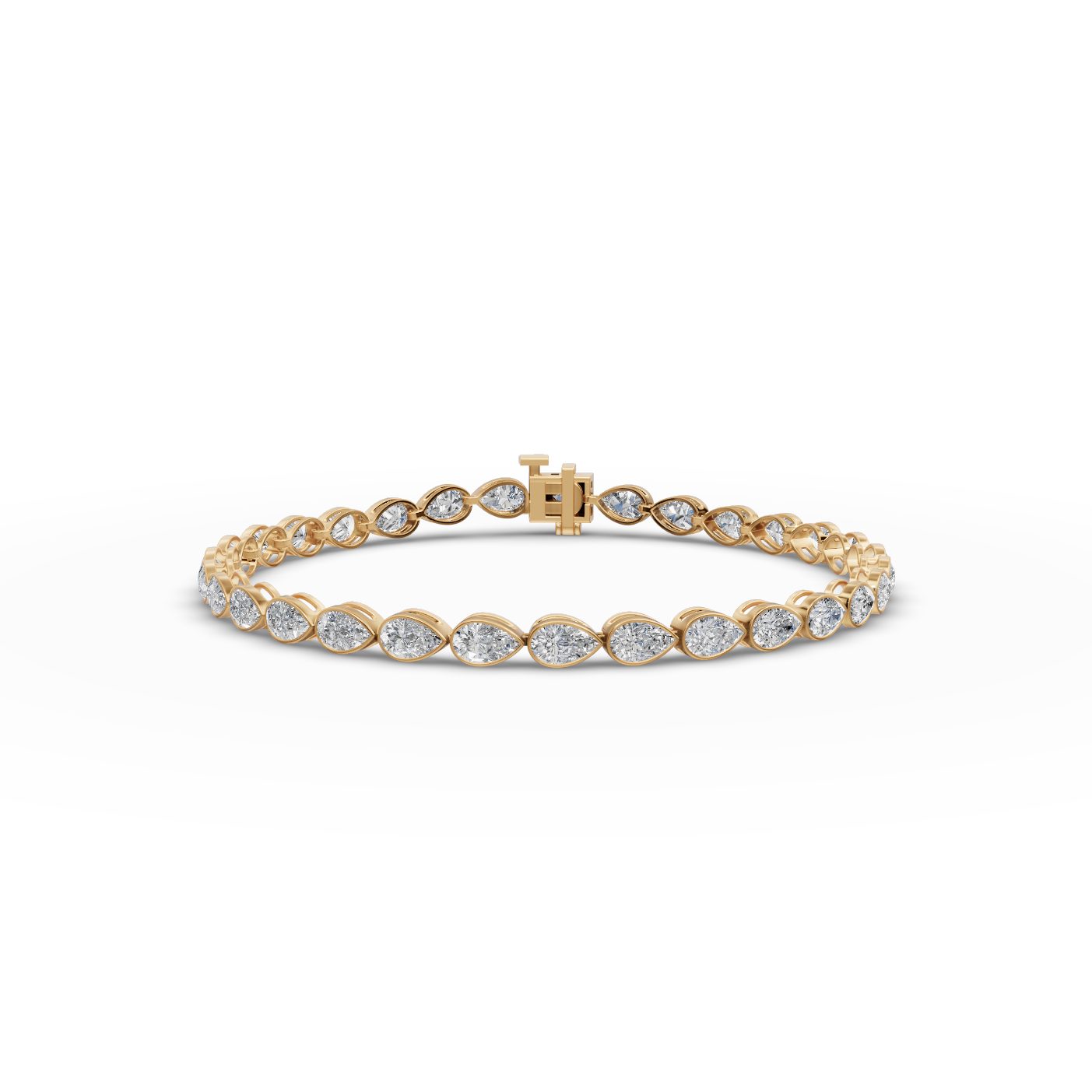 Radiant Grace Pear Lab-Grown Diamond Tennis Bracelet in yellow gold, set with lab-grown diamonds
