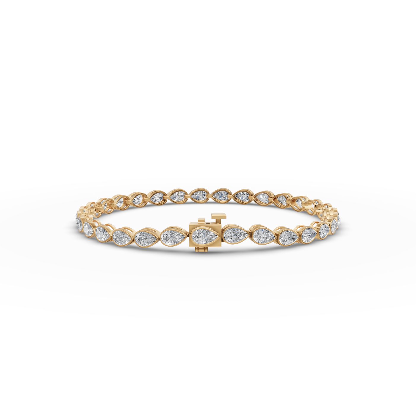 Radiant Grace Pear Lab-Grown Diamond Tennis Bracelet in yellow gold