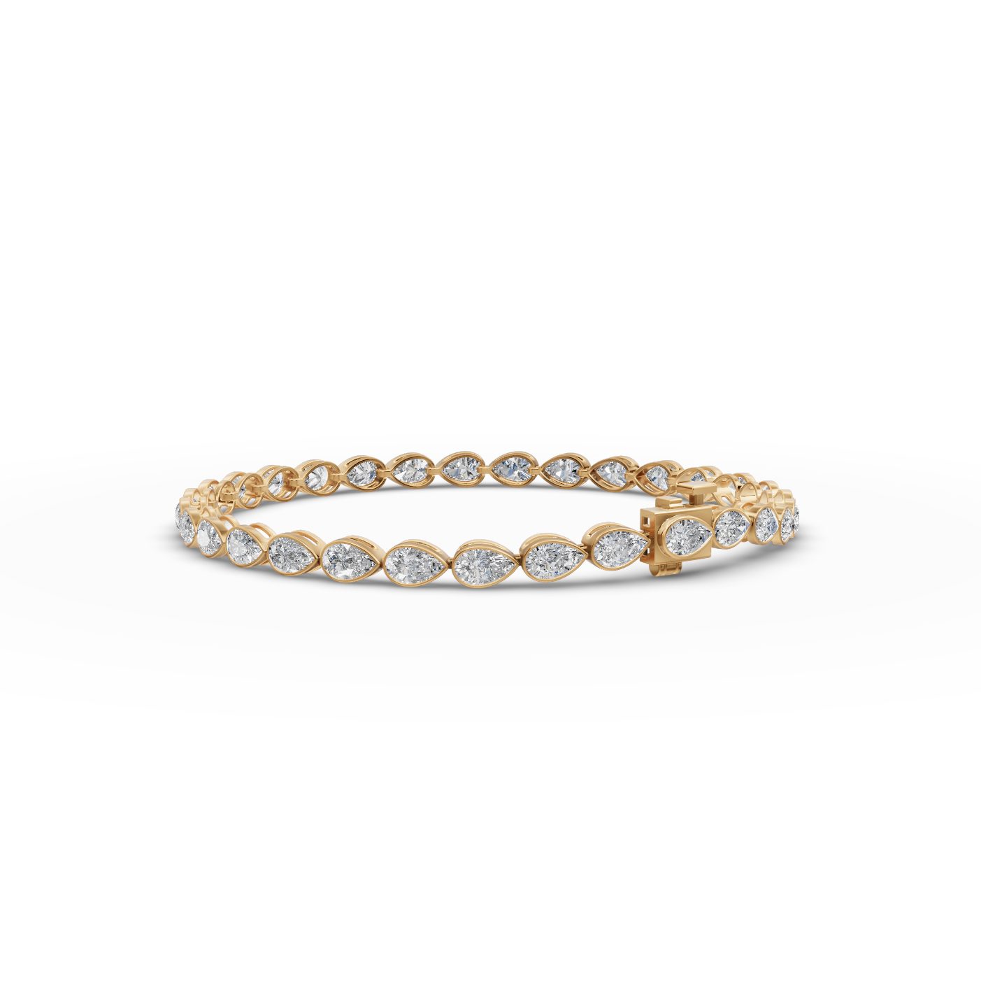 Radiant Grace Pear Lab-Grown Diamond Tennis Bracelet in yellow gold