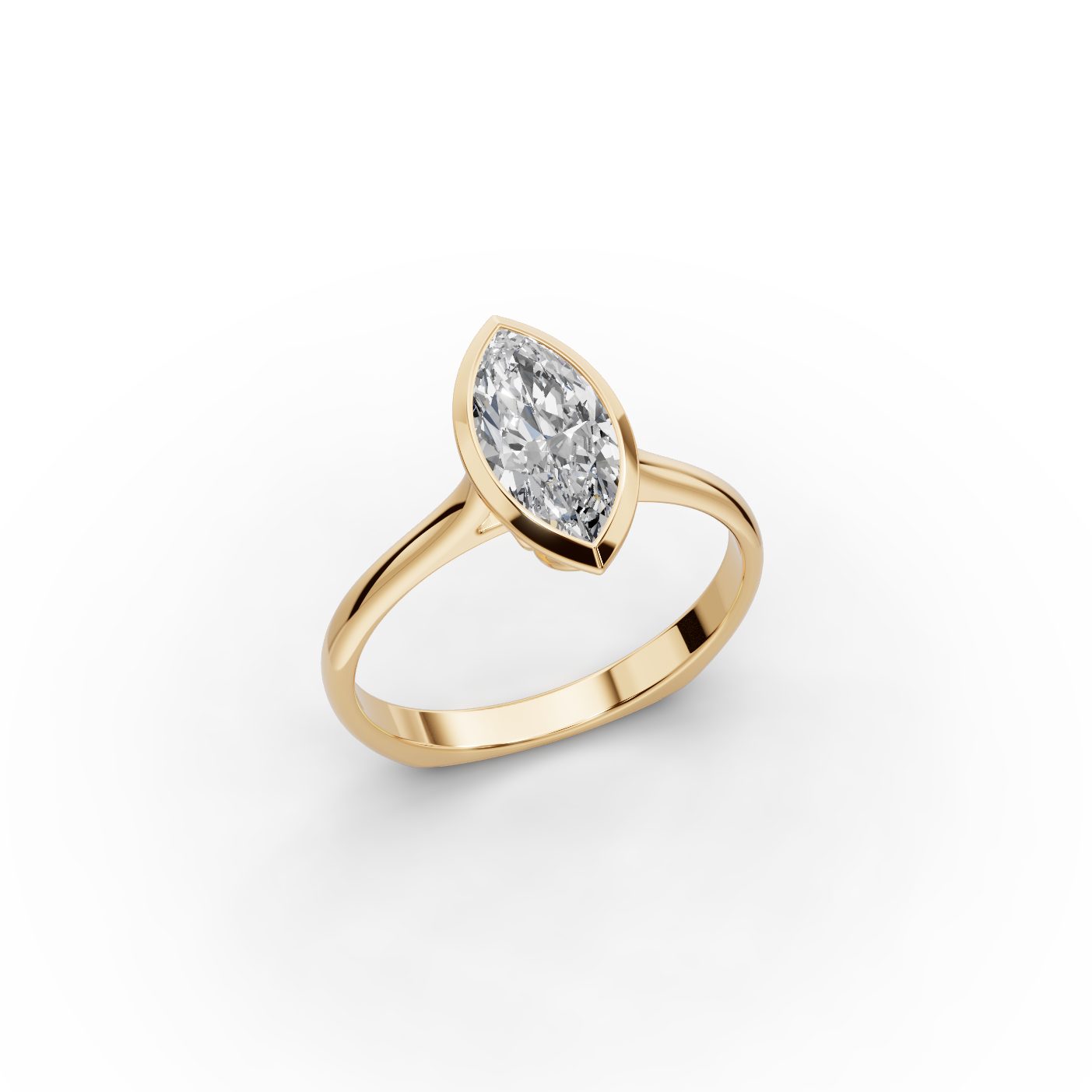 Graceful Sparkle Marquise Lab-Grown Diamond Solitaire Ring in yellow gold
