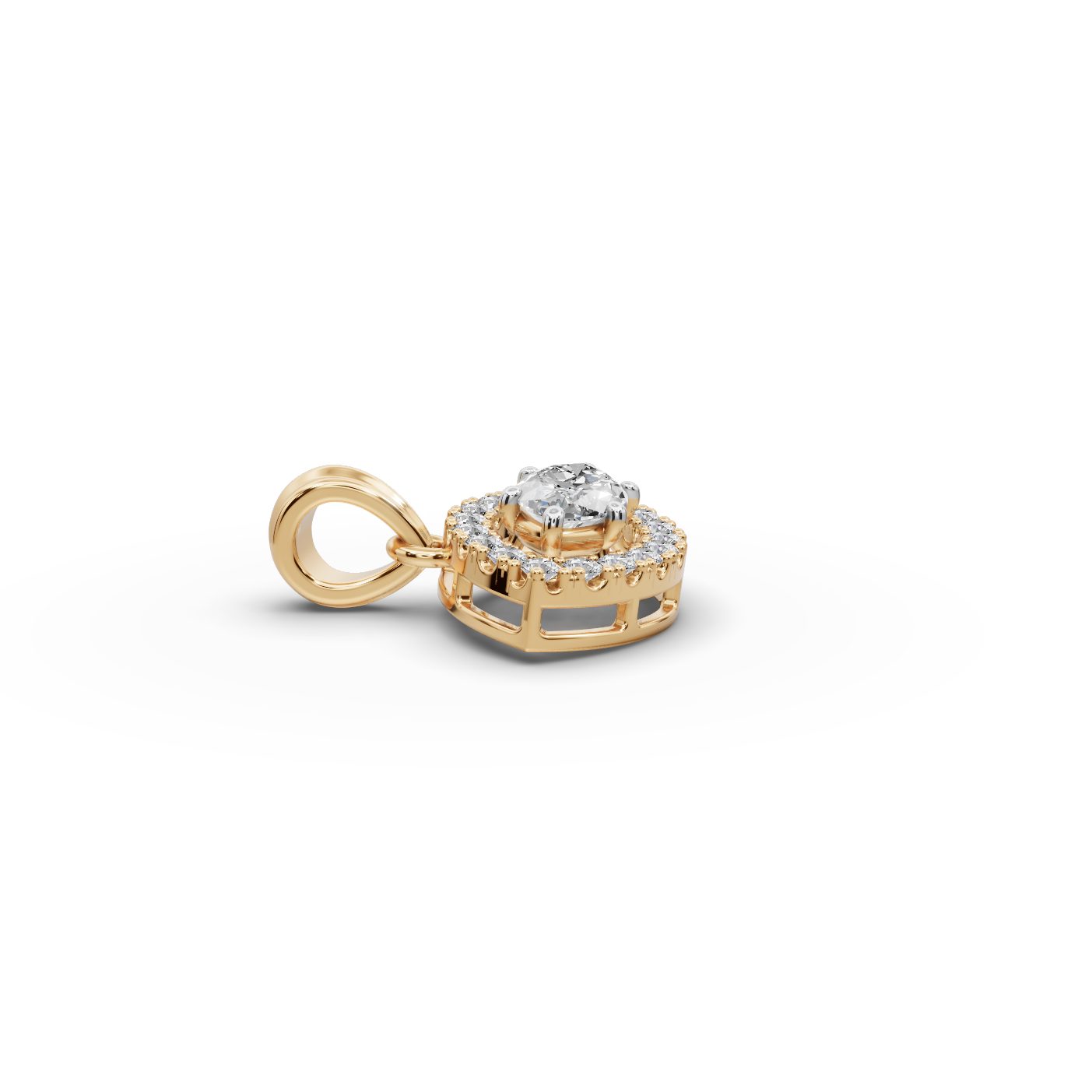 Timeless Trail Marquise Lab-Grown Diamond Halo Pendant in yellow gold