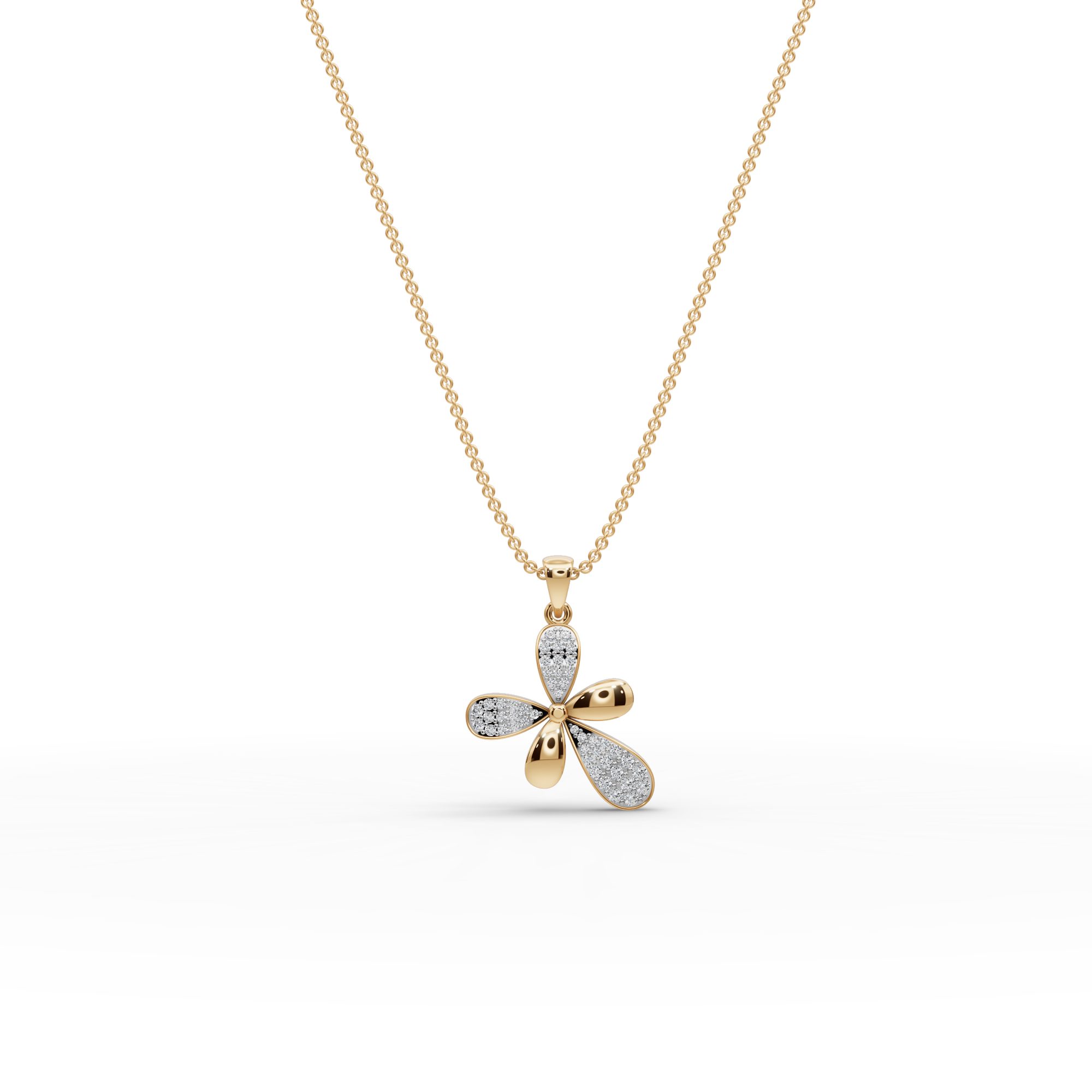 Royal Whisper Round Lab-Grown Diamond Cluster Pendant in yellow gold