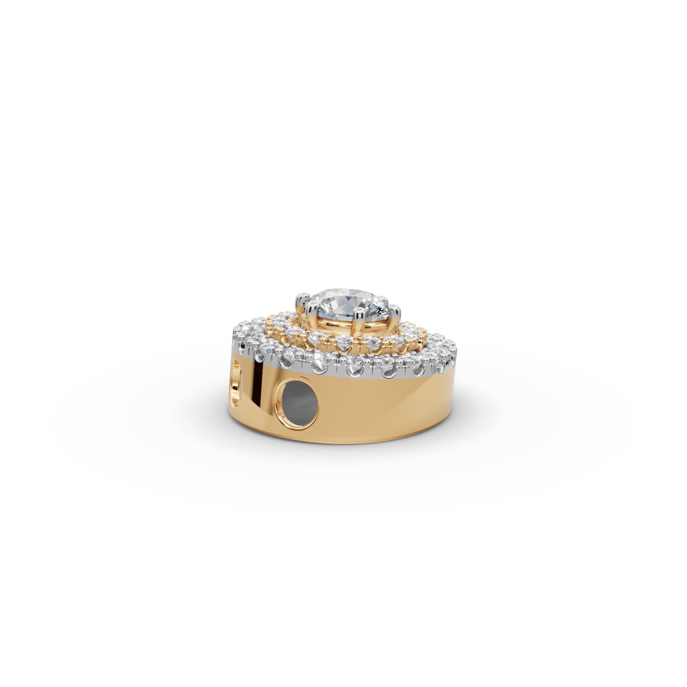 Royal Grace Round Double Halo Lab-Grown Diamond Pendant in yellow gold