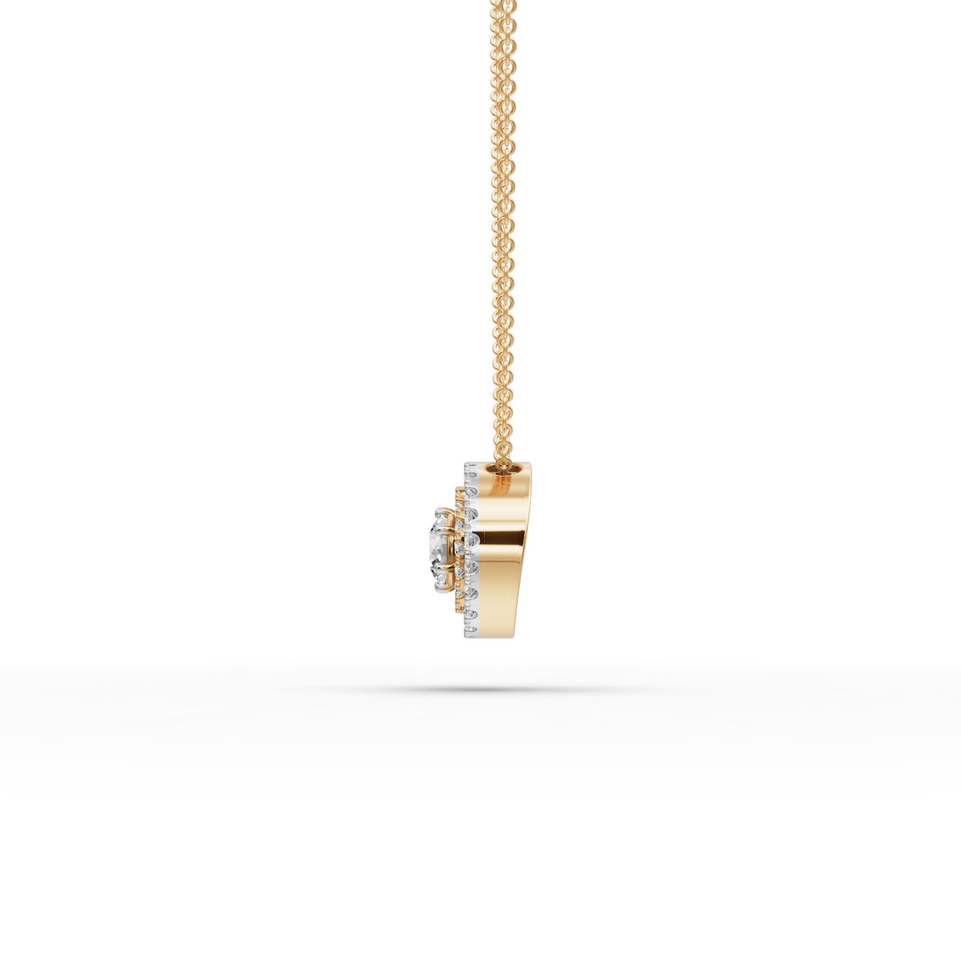 Royal Grace Round Double Halo Lab-Grown Diamond Pendant in yellow gold