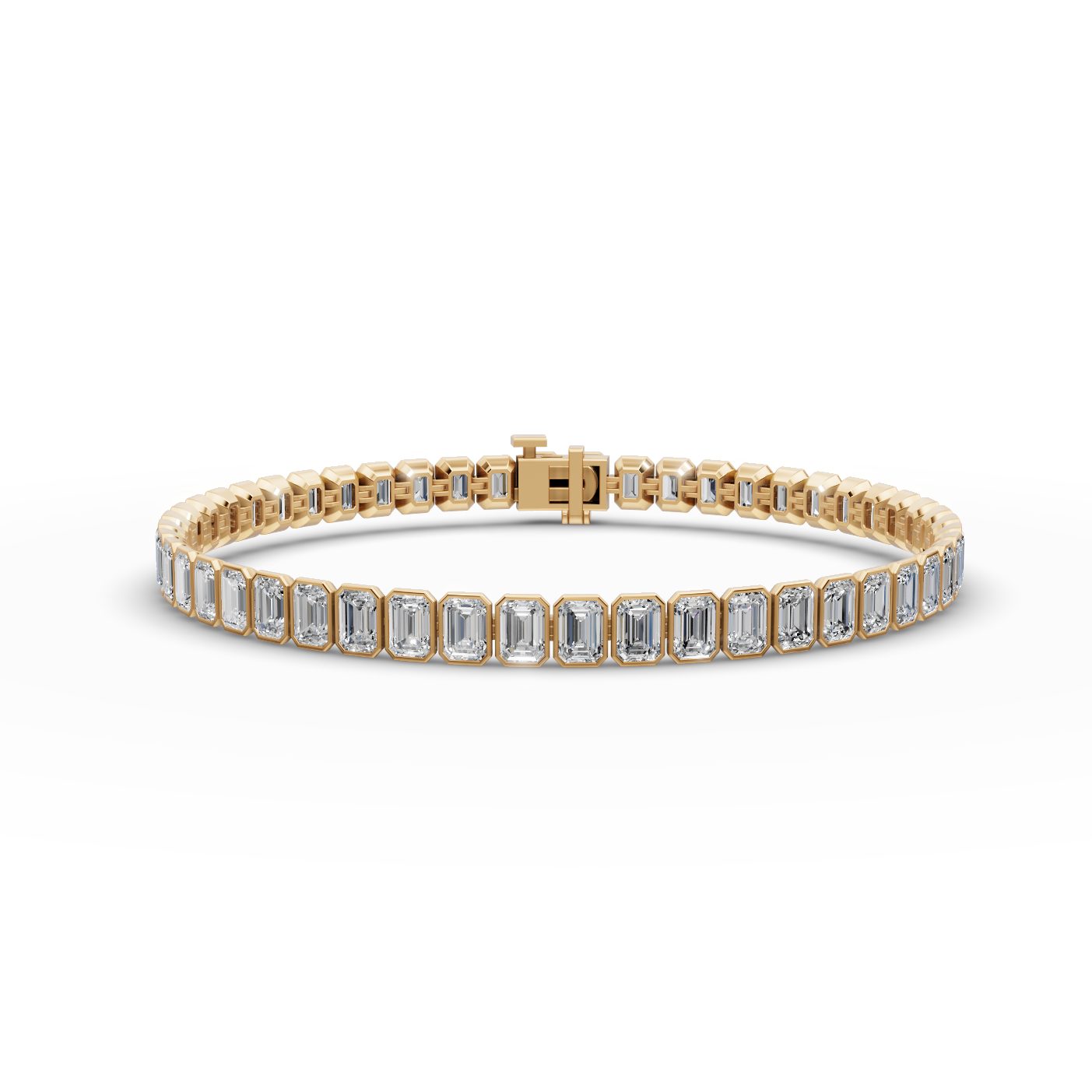 Morning Aura Emerald Lab-Grown Diamond Tennis Bracelet in yellow gold, set with lab-grown diamonds
