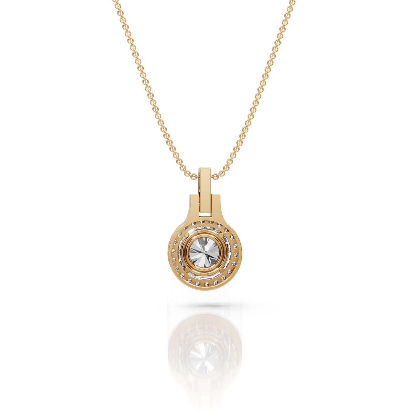 Graceful Aura Round Lab-Grown Diamond Halo Pendant in yellow gold