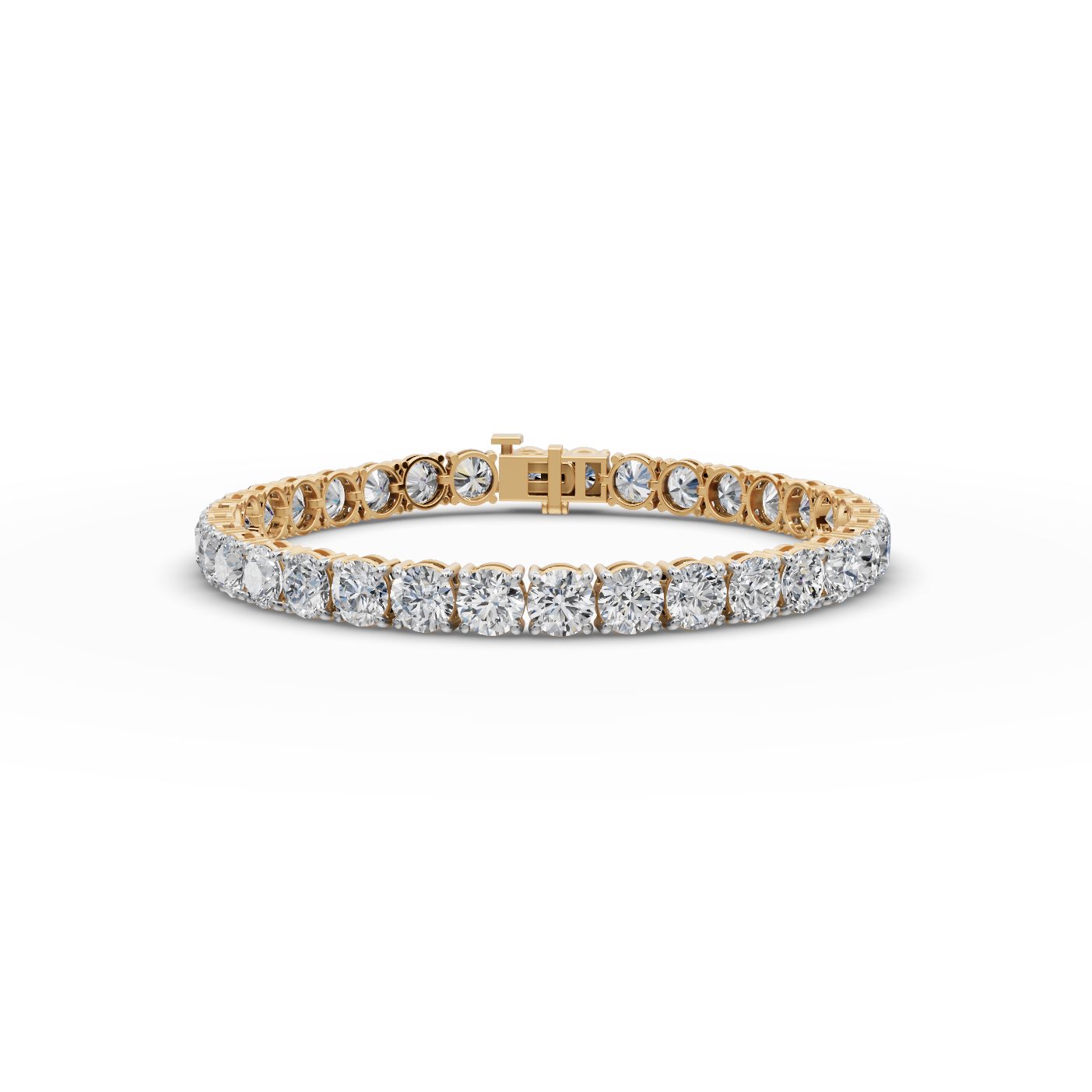 Classic Sparkle Round Lab-Grown Diamond Tennis Bracelet in yellow gold, set with lab-grown diamonds