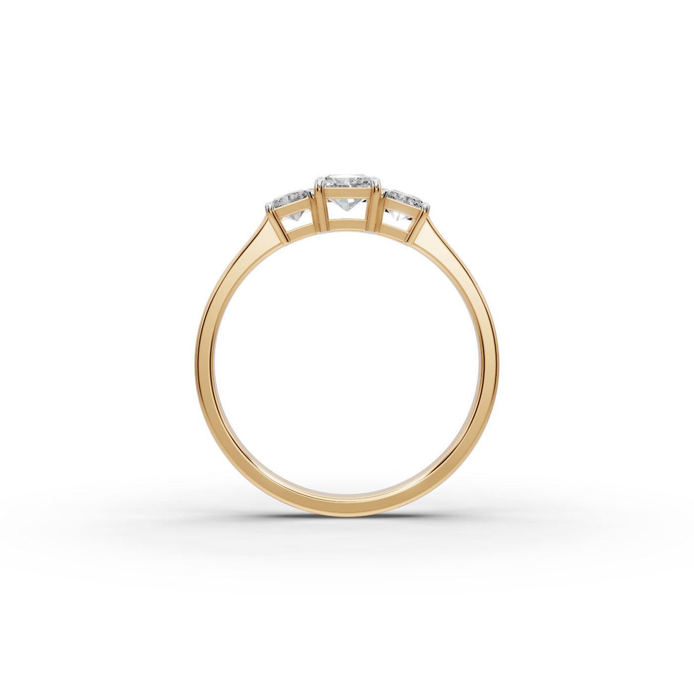 Opulent Muse Radiant Lab-Grown Diamond Three Stone Ring in yellow gold