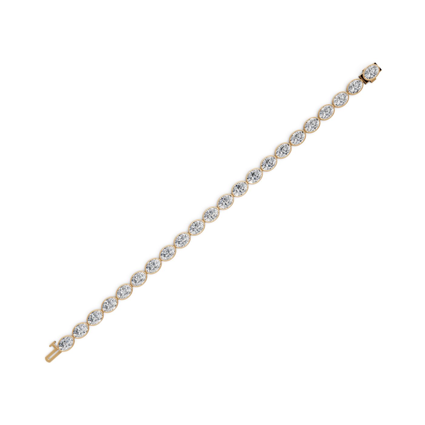 Pristine Trail Oval Lab-Grown Diamond Tennis Bracelet in yellow gold
