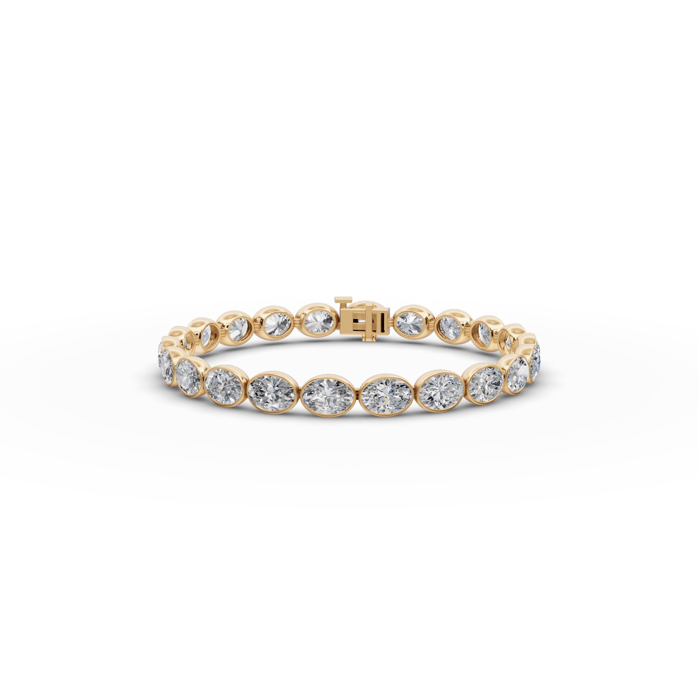 Pristine Trail Oval Lab-Grown Diamond Tennis Bracelet in yellow gold, set with lab-grown diamonds