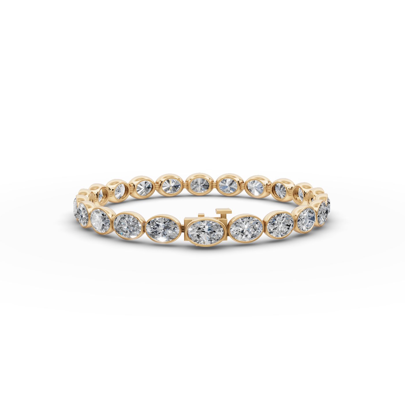 Pristine Trail Oval Lab-Grown Diamond Tennis Bracelet in yellow gold