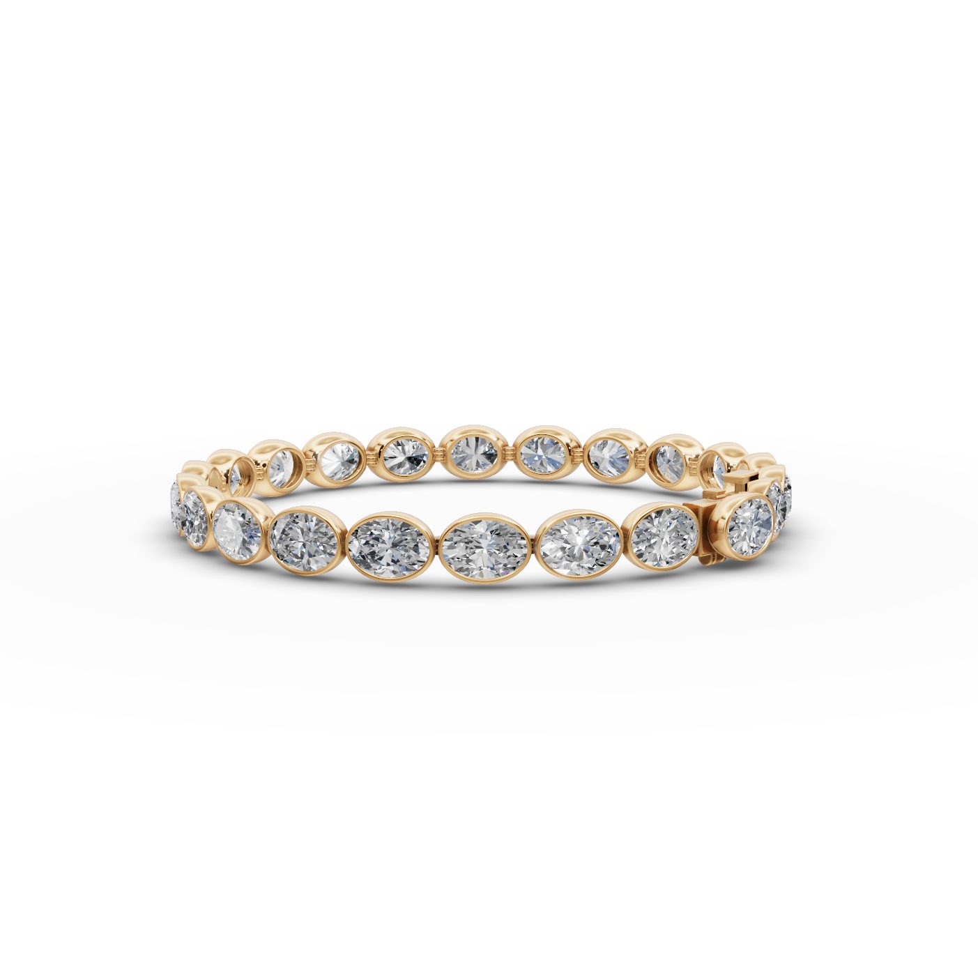 Pristine Trail Oval Lab-Grown Diamond Tennis Bracelet in yellow gold