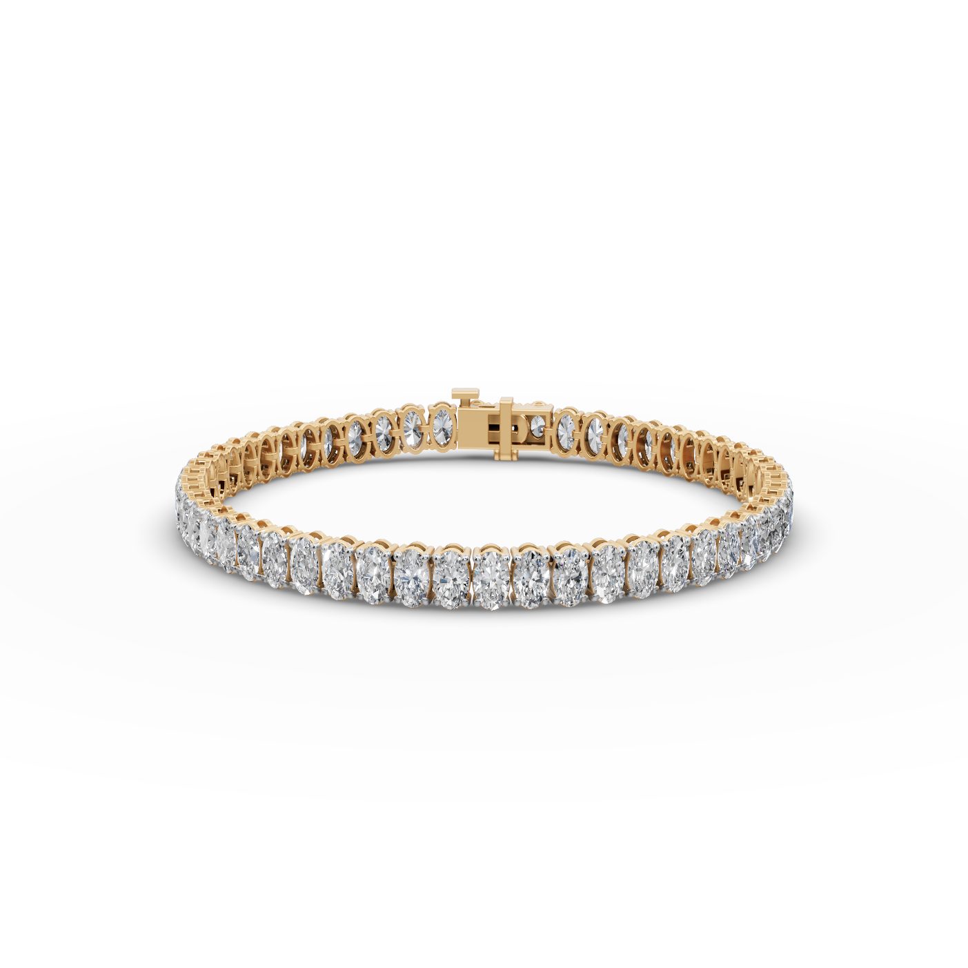 Brilliant Bloom Oval Lab-Grown Diamond Tennis Bracelet in yellow gold, set with lab-grown diamonds