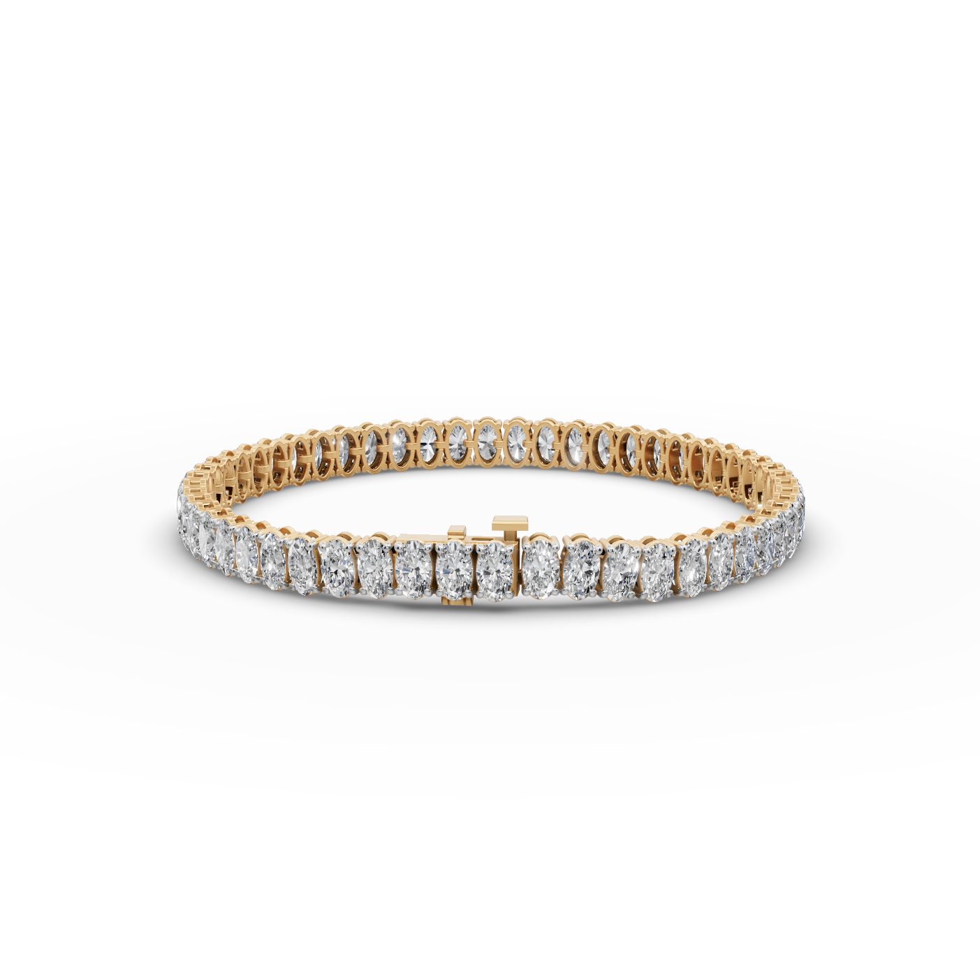 Brilliant Bloom Oval Lab-Grown Diamond Tennis Bracelet in yellow gold