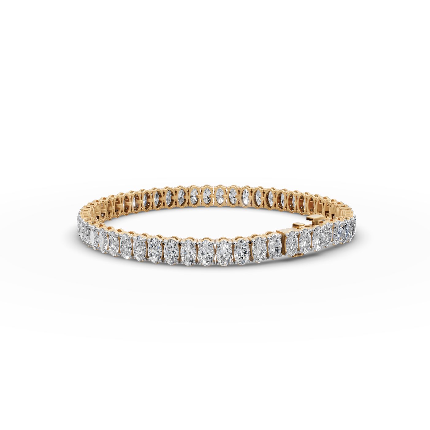 Brilliant Bloom Oval Lab-Grown Diamond Tennis Bracelet in yellow gold