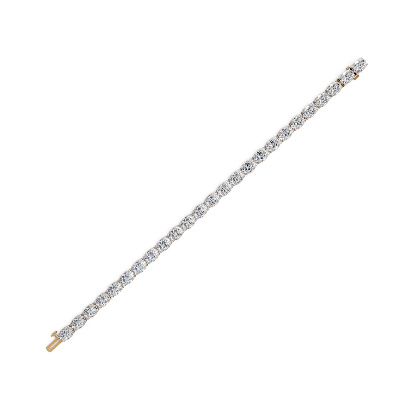 Midnight Promise Oval Lab-Grown Diamond Tennis Bracelet in yellow gold