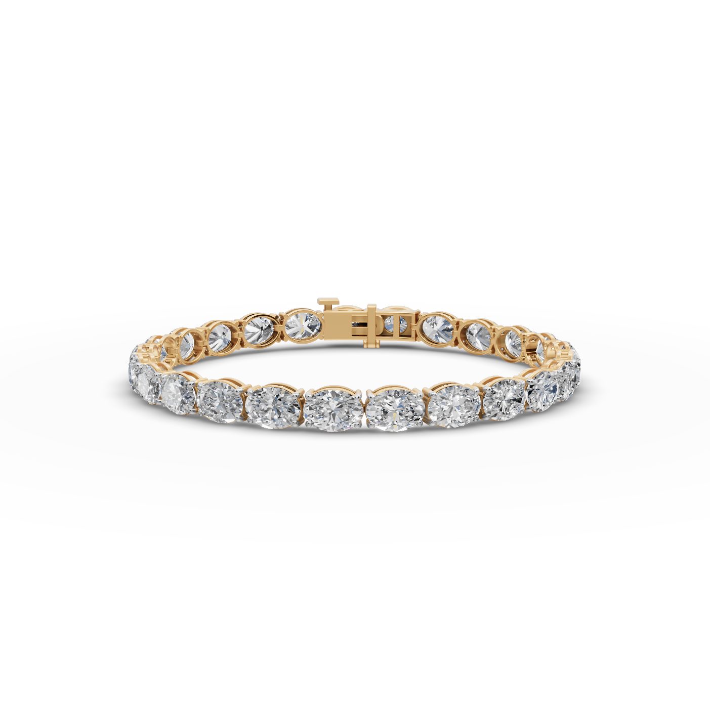 Midnight Promise Oval Lab-Grown Diamond Tennis Bracelet in yellow gold, set with lab-grown diamonds