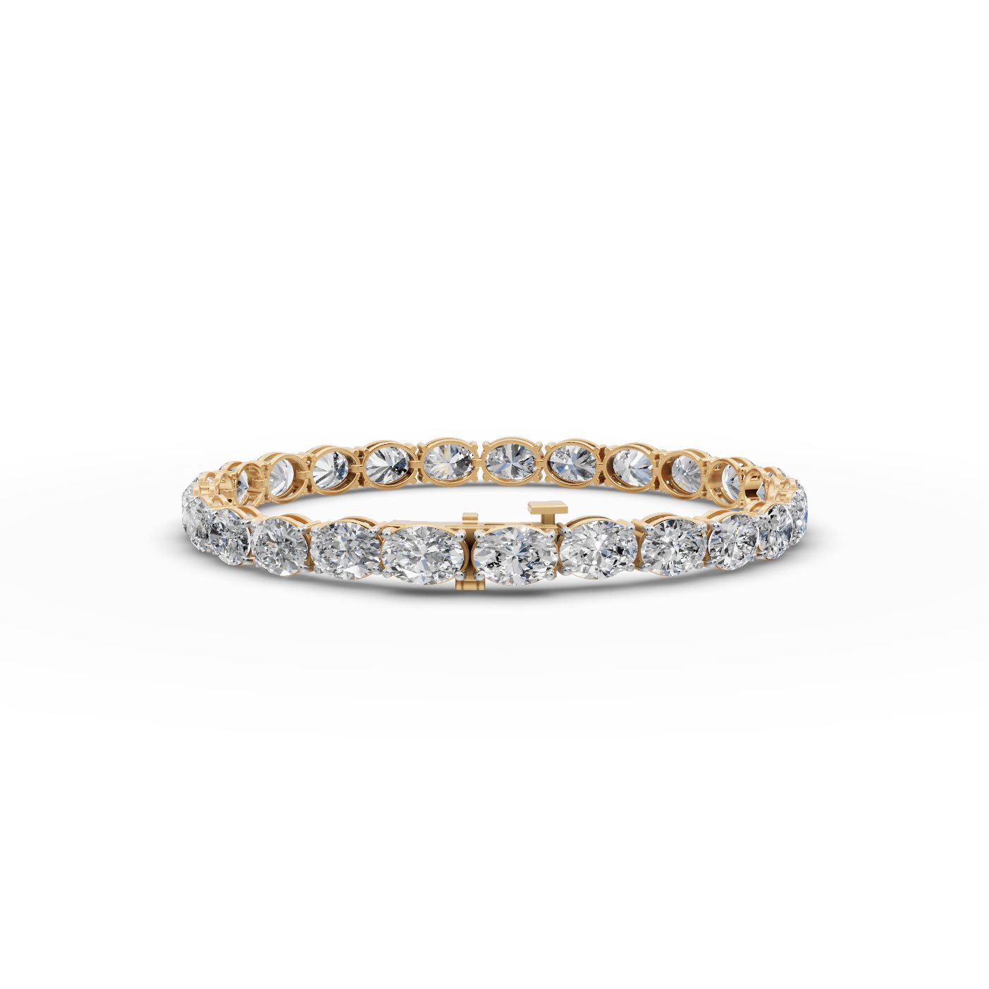 Midnight Promise Oval Lab-Grown Diamond Tennis Bracelet in yellow gold