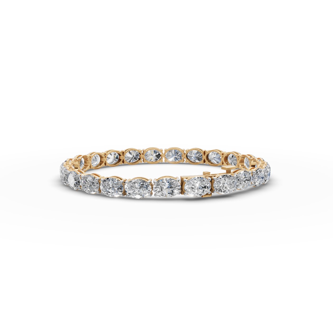 Midnight Promise Oval Lab-Grown Diamond Tennis Bracelet in yellow gold