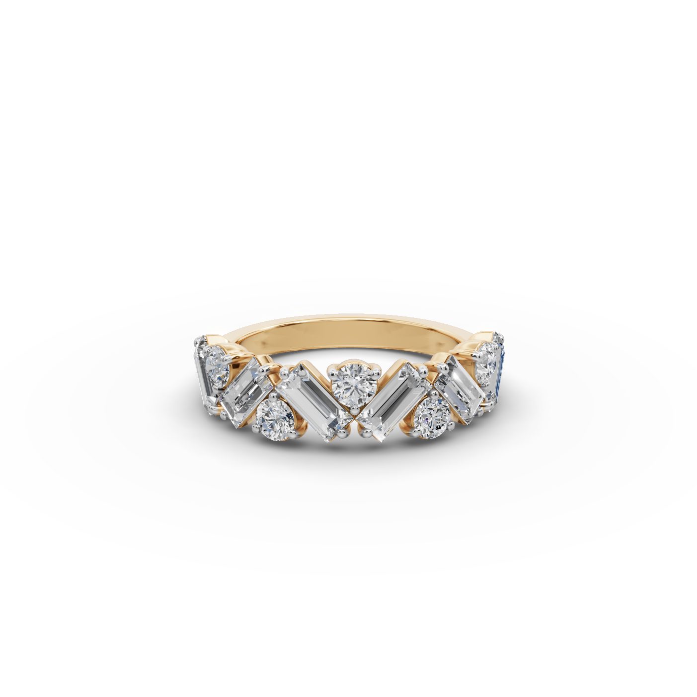 Radiant Whisper Baguette Lab-Grown Diamond Bands Ring in yellow gold, set with lab-grown diamonds