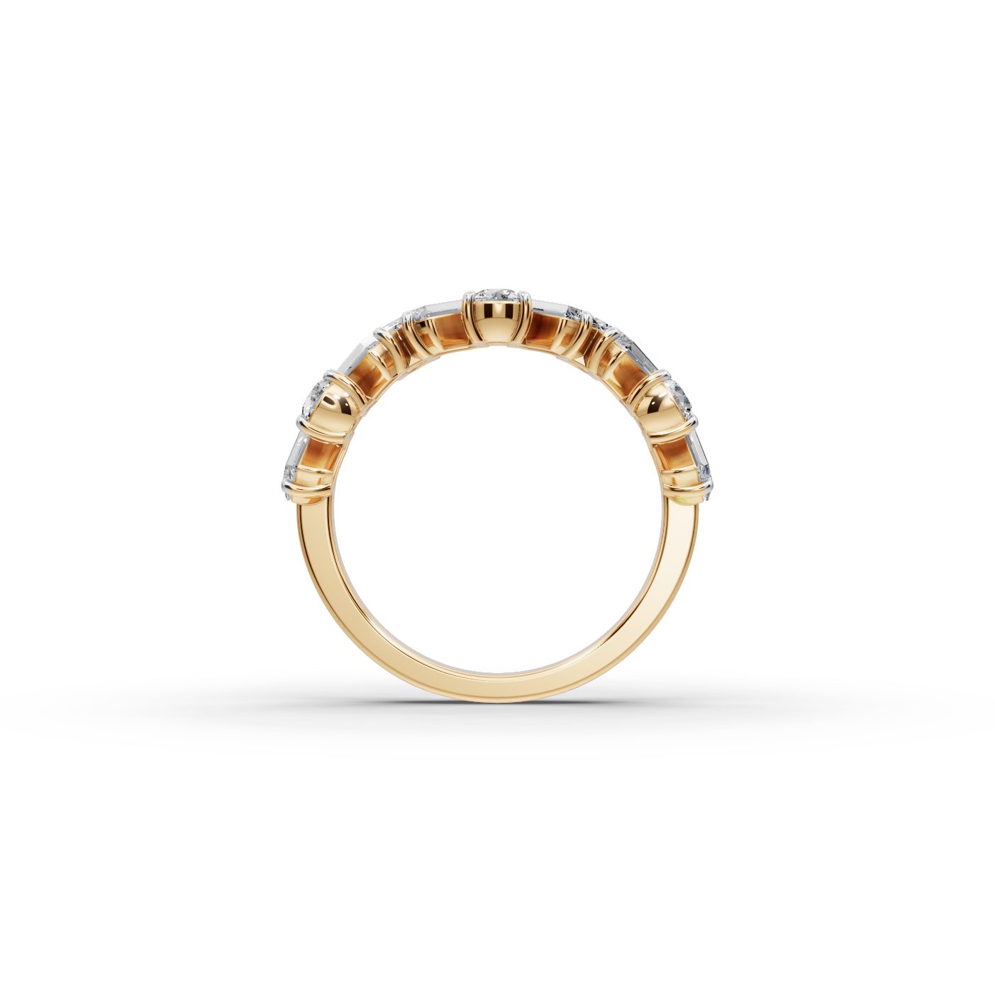 Radiant Whisper Baguette Lab-Grown Diamond Bands Ring in yellow gold