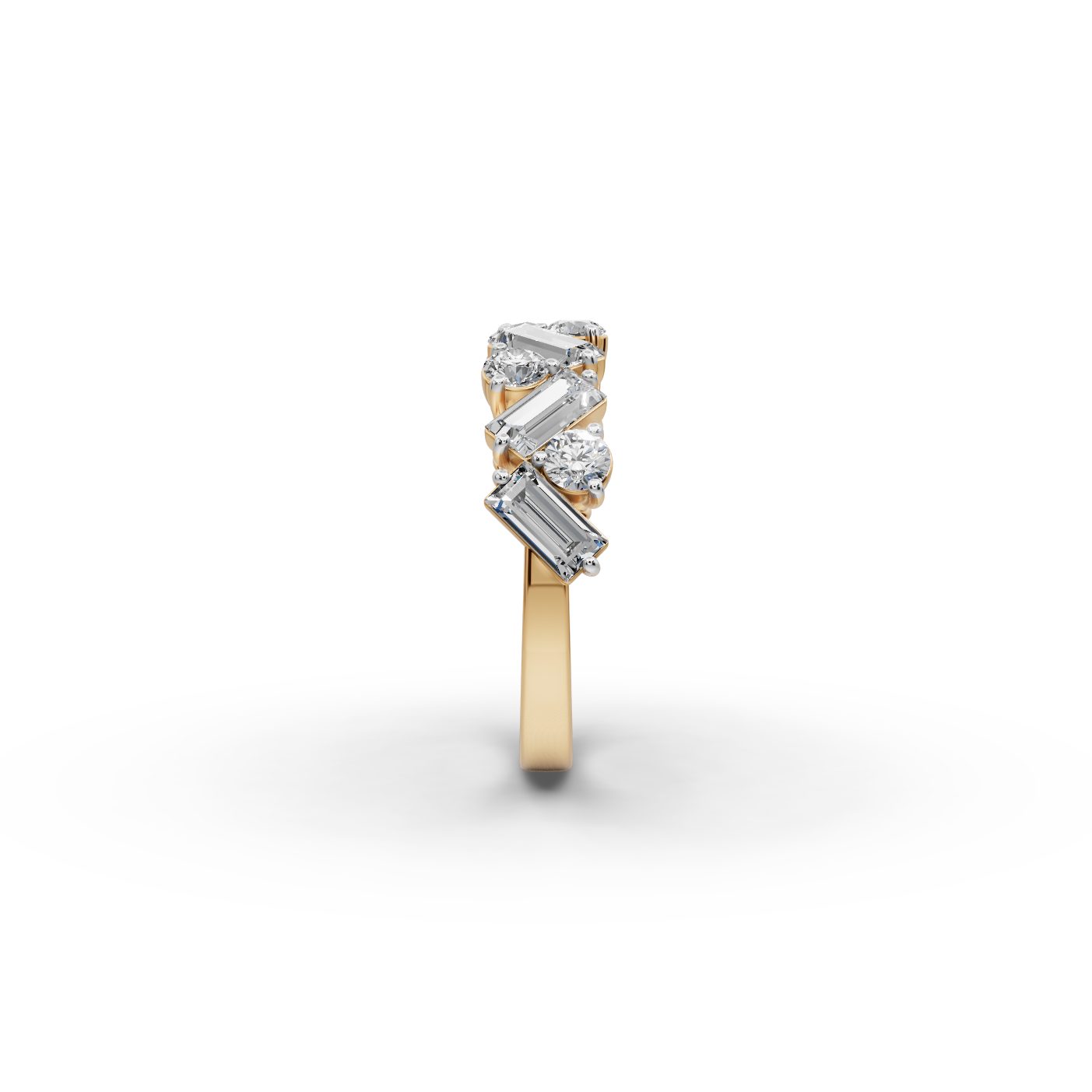 Radiant Whisper Baguette Lab-Grown Diamond Bands Ring in yellow gold