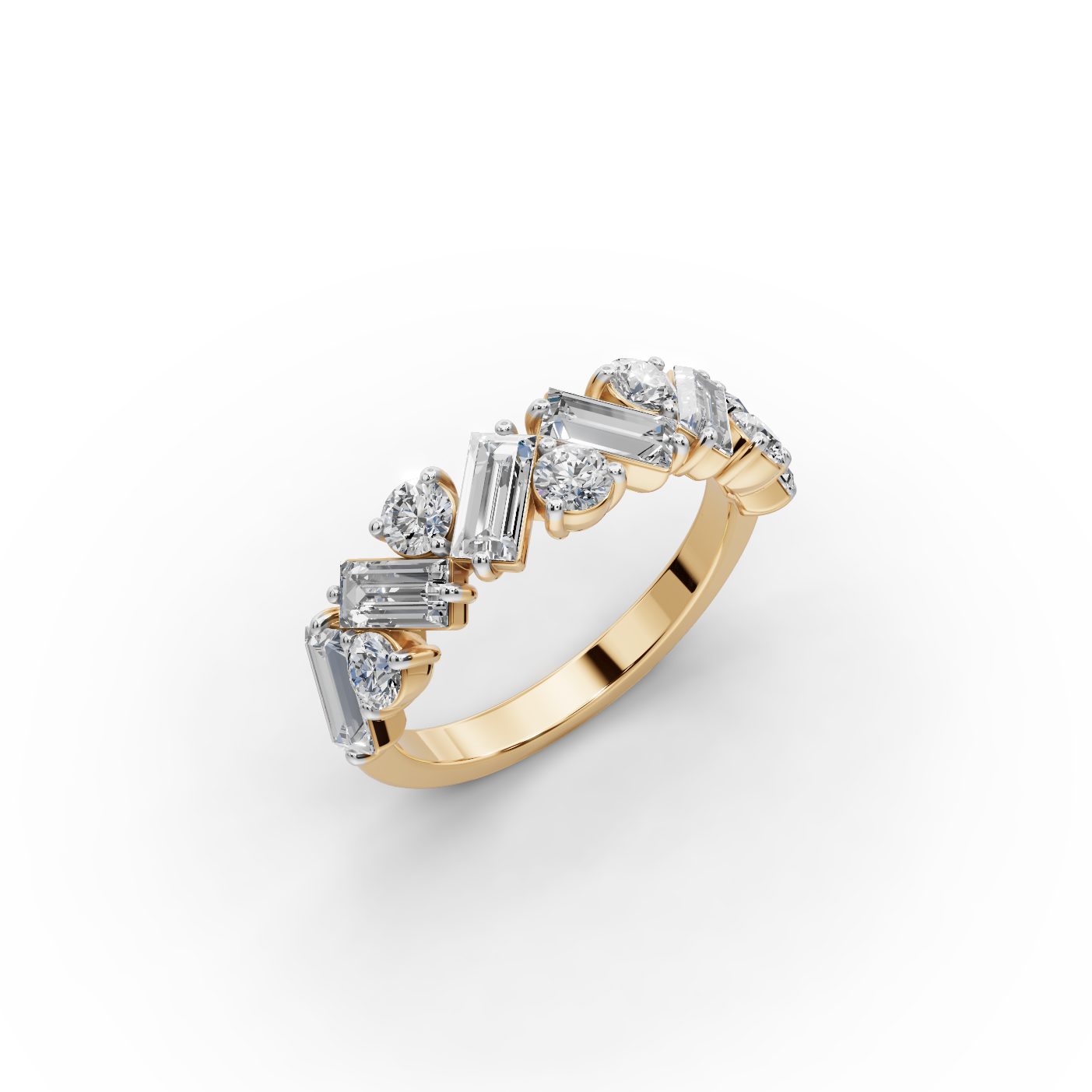 Radiant Whisper Baguette Lab-Grown Diamond Bands Ring in yellow gold