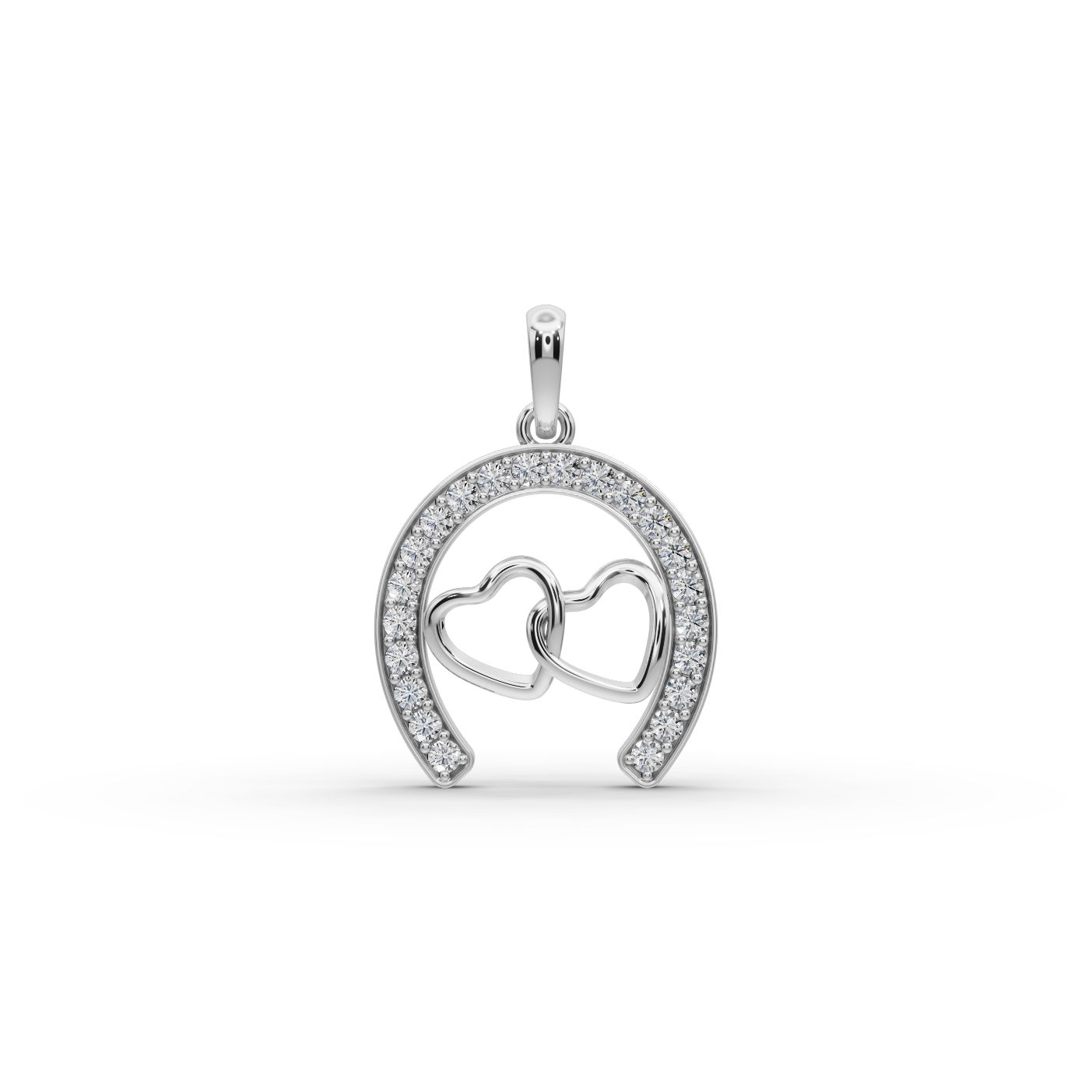 Serene Sparkle Horseshoe Heart Lab-Grown Diamond Silver Pendant in silver, set with lab-grown diamonds