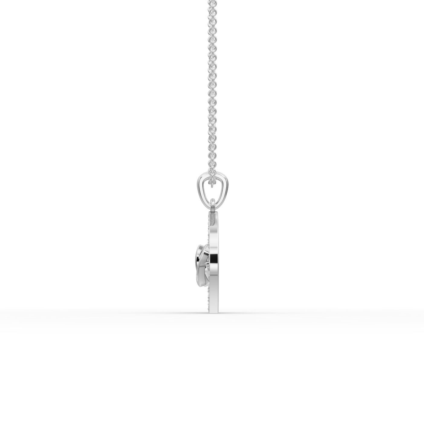 Serene Sparkle Horseshoe Heart Lab-Grown Diamond Silver Pendant in silver