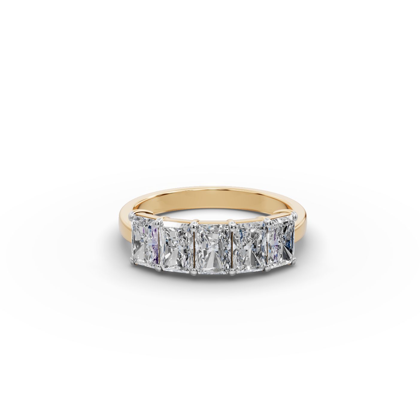 Majestic Trail Radiant Lab-Grown Diamond Five Stone Ring in yellow gold, set with lab-grown diamonds