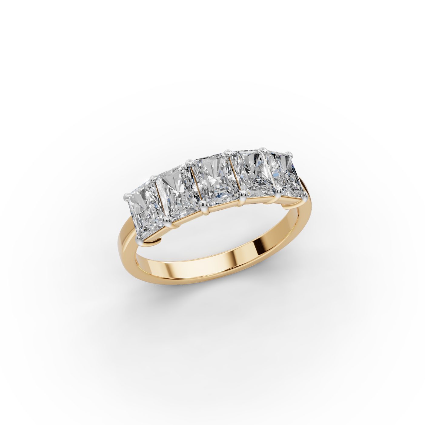 Majestic Trail Radiant Lab-Grown Diamond Five Stone Ring in yellow gold