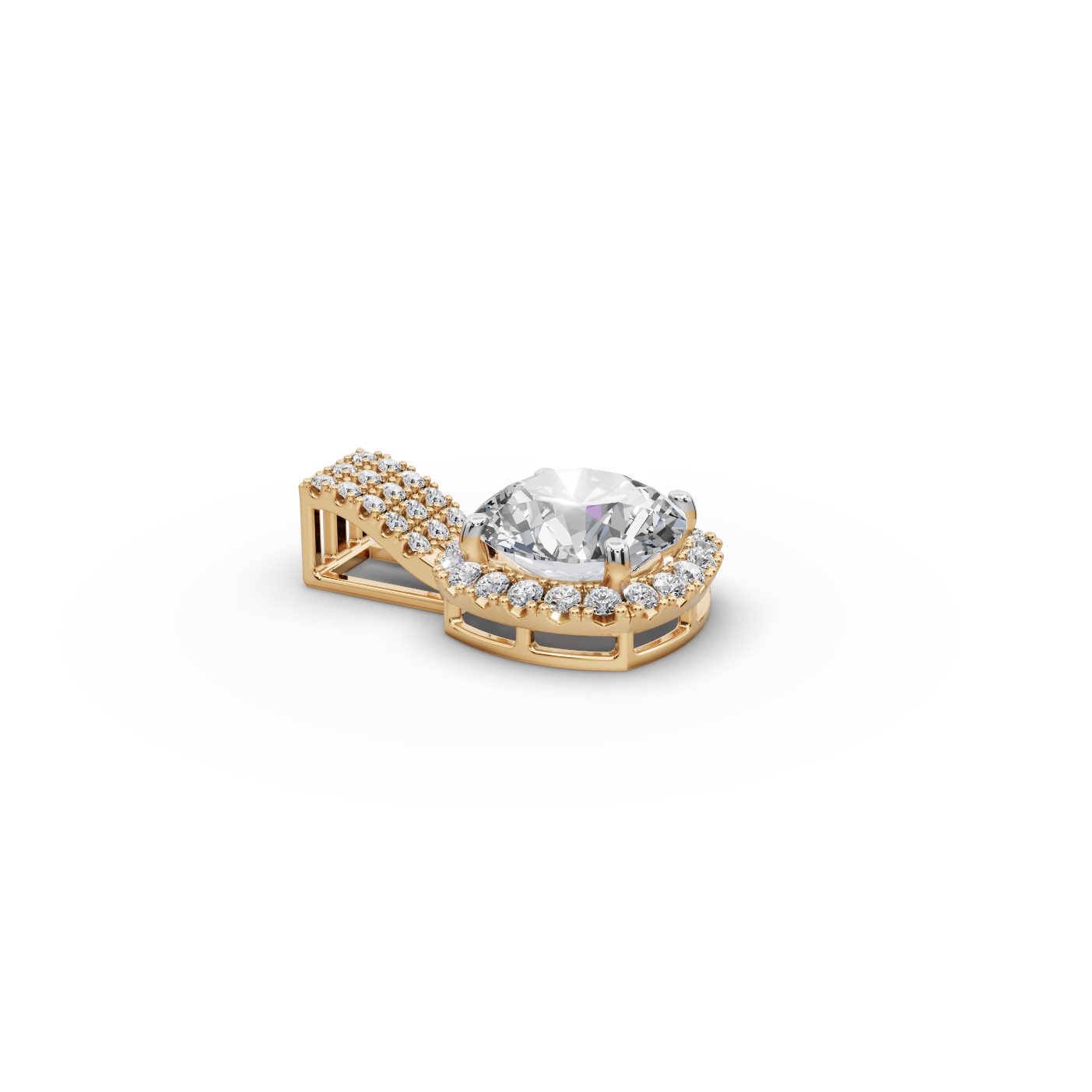 Pristine Muse Round Lab-Grown Diamond Halo Pendant in yellow gold
