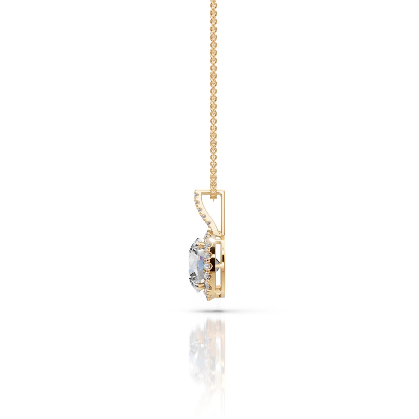 Pristine Muse Round Lab-Grown Diamond Halo Pendant in yellow gold