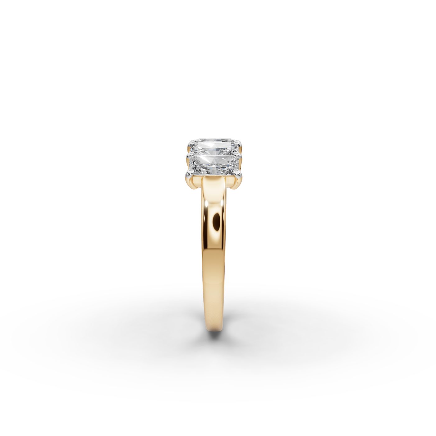 Delicate Sparkle Radiant Lab-Grown Diamond Five Stone Ring in yellow gold