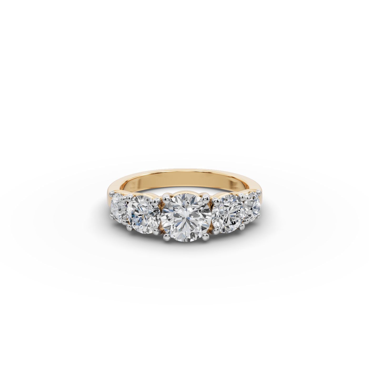 Morning Dew Round Lab-Grown Diamond Five Stone Ring in yellow gold, set with lab-grown diamonds
