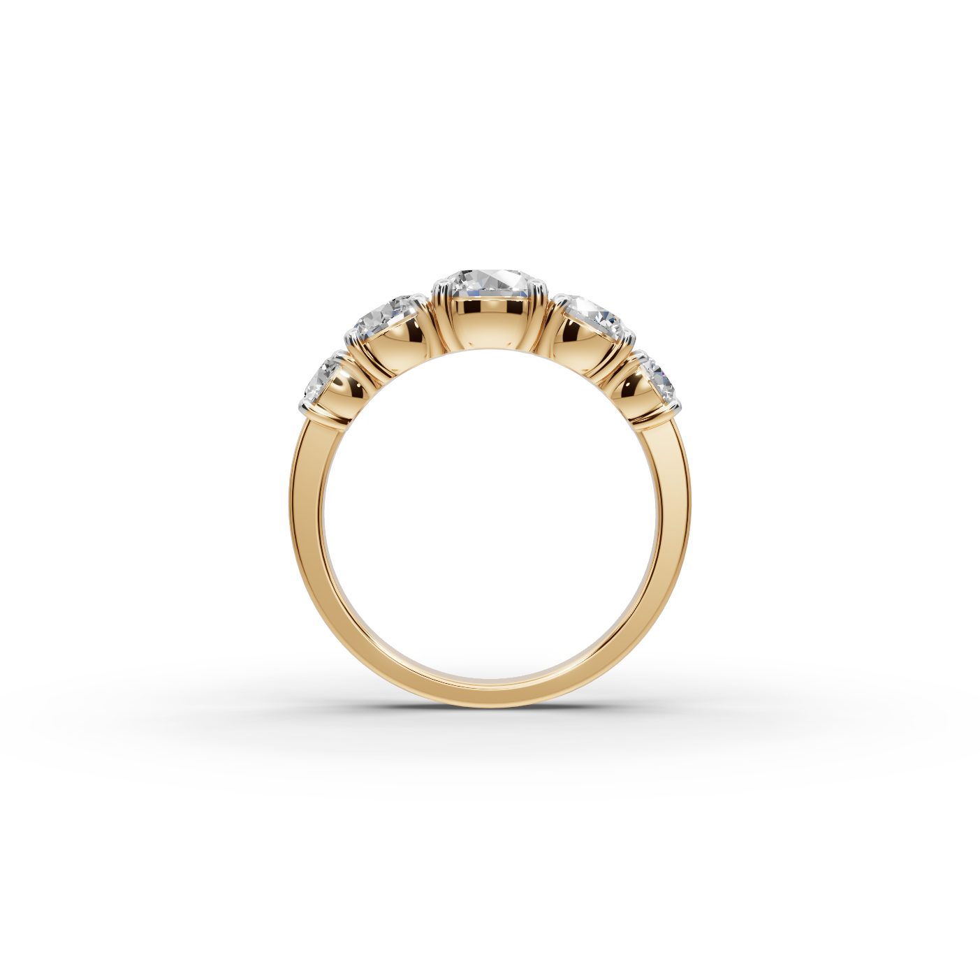 Morning Dew Round Lab-Grown Diamond Five Stone Ring in yellow gold