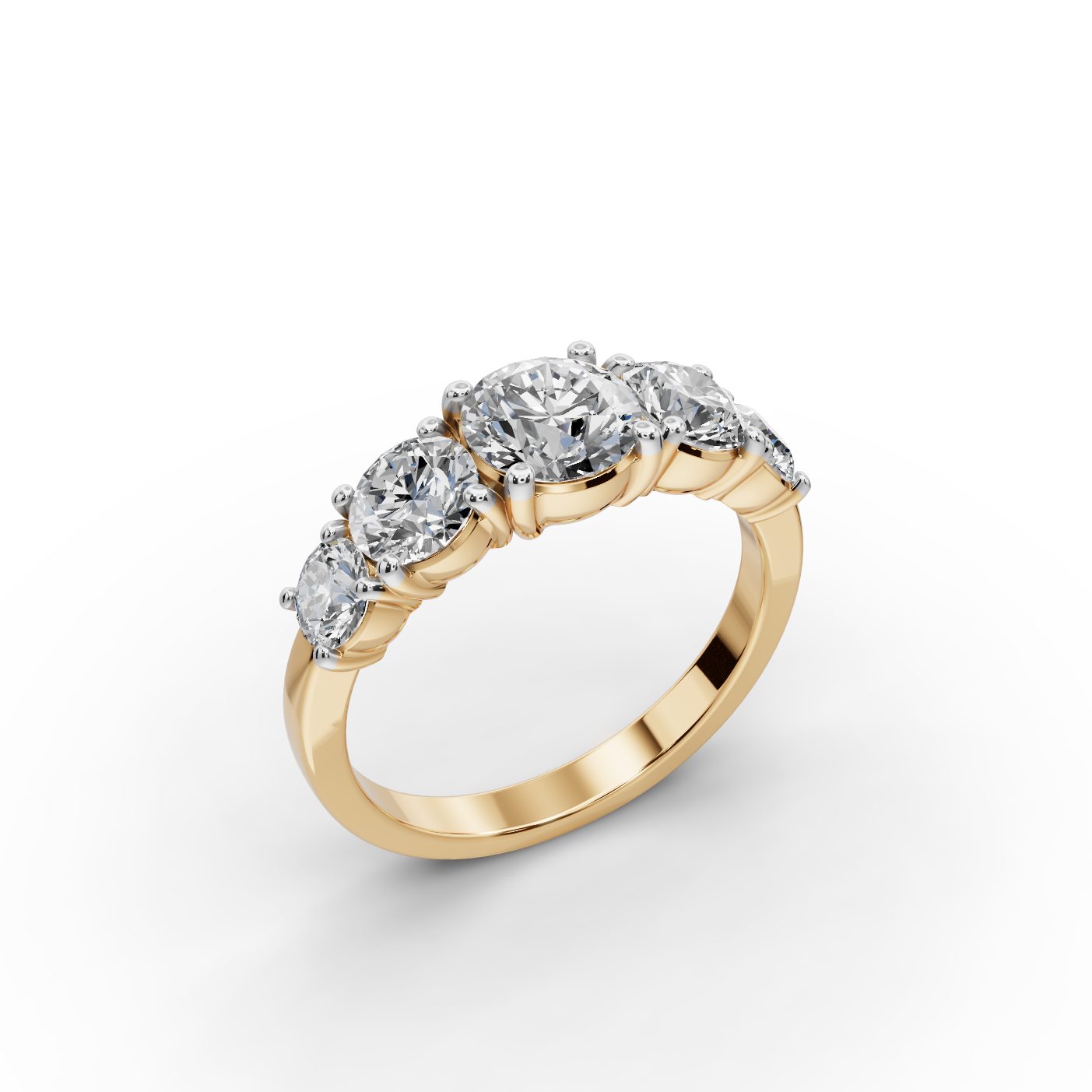 Morning Dew Round Lab-Grown Diamond Five Stone Ring in yellow gold