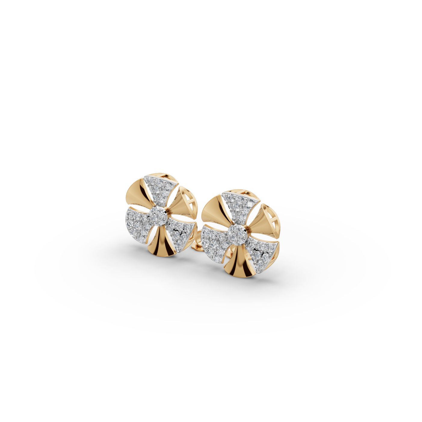 Everlasting Aura Round Lab-Grown Diamond Studs Earring in yellow gold, set with lab-grown diamonds