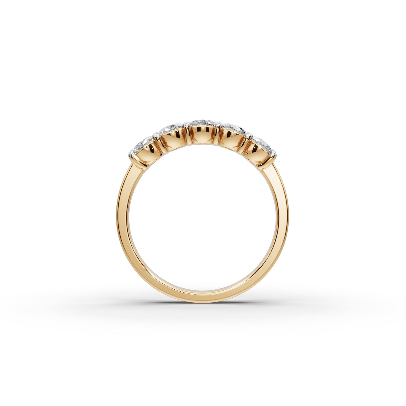 Pristine Dew Oval Lab-Grown Diamond Five Stone Ring in yellow gold