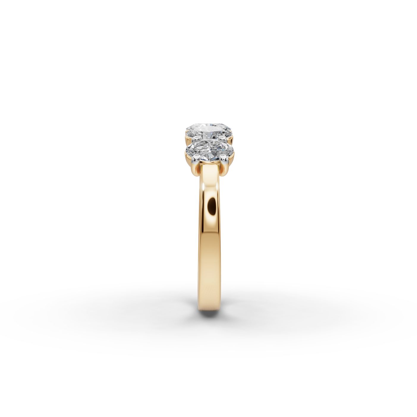 Pristine Dew Oval Lab-Grown Diamond Five Stone Ring in yellow gold