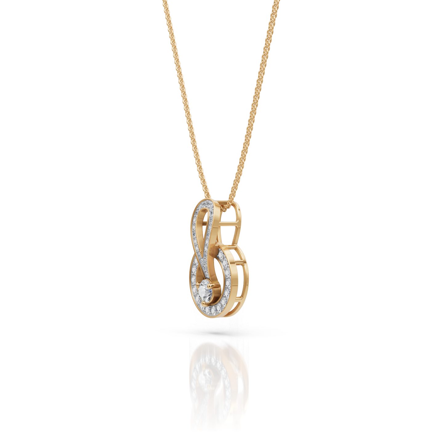 Delicate Glow Round Lab-Grown Diamond Solitaire Pendant in yellow gold