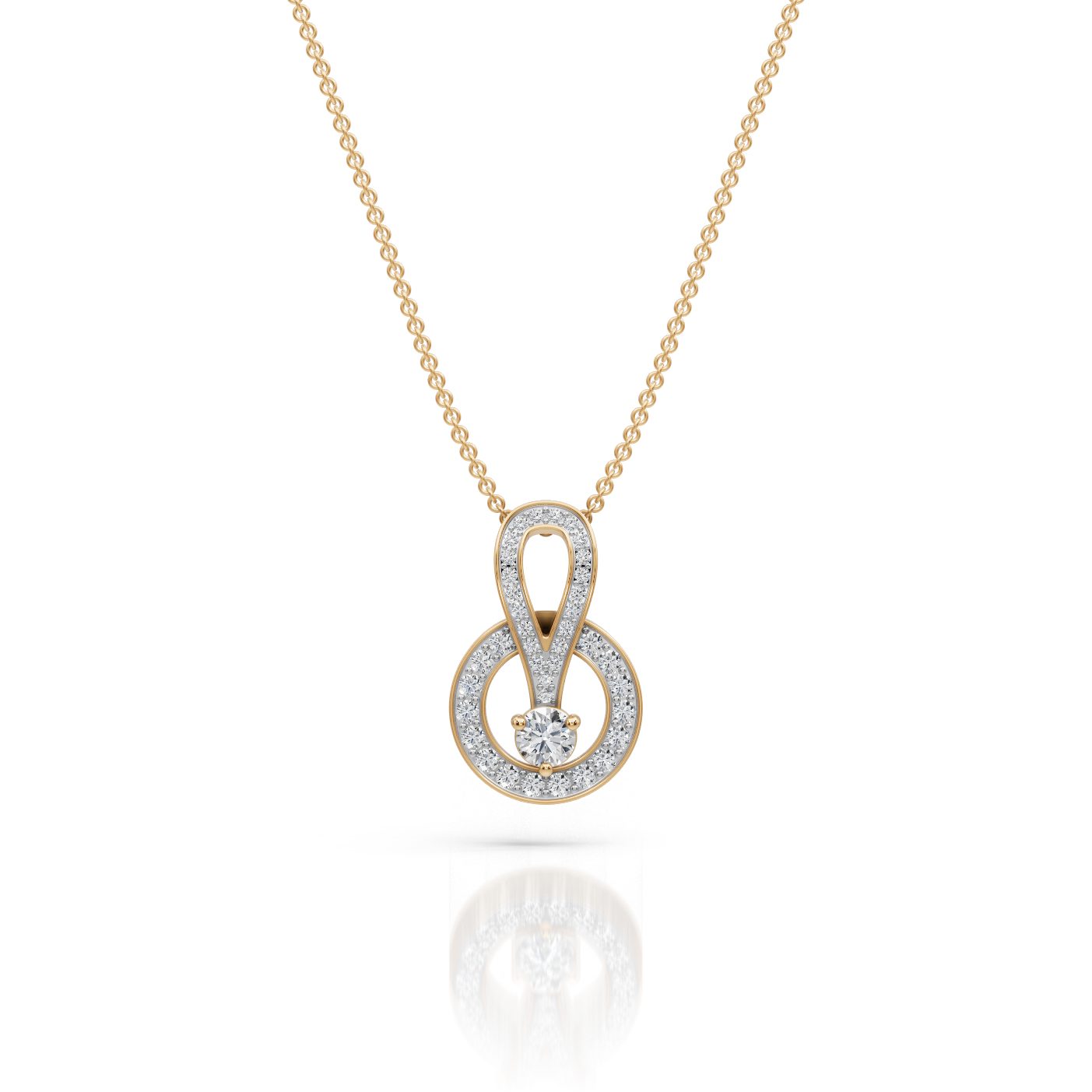 Delicate Glow Round Lab-Grown Diamond Solitaire Pendant in yellow gold