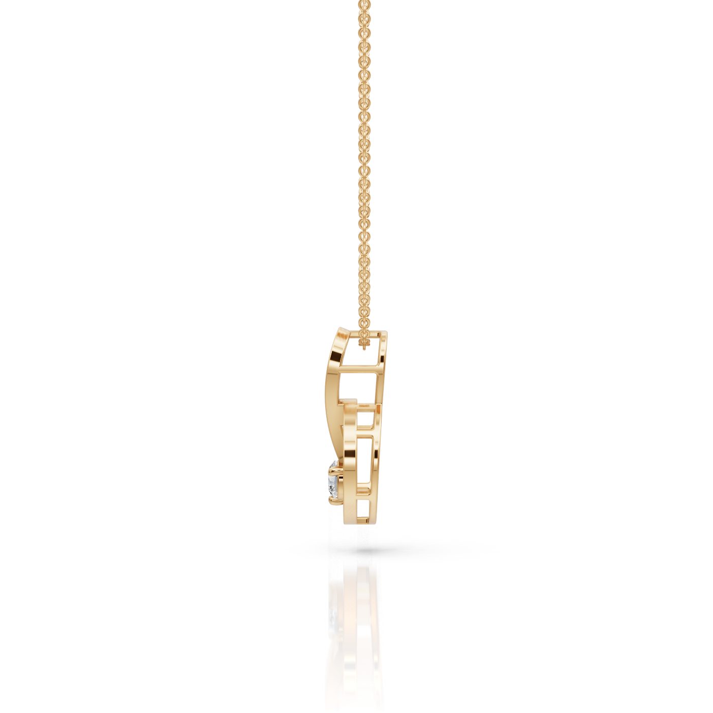 Delicate Glow Round Lab-Grown Diamond Solitaire Pendant in yellow gold